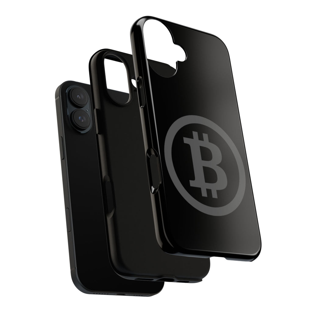 Bitcoin Logo Tough Phone Case — Matte Black Crypto Protective Cover