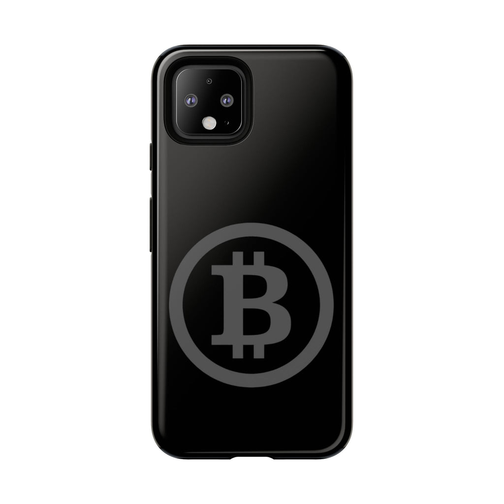 Bitcoin Logo Tough Phone Case — Matte Black Crypto Protective Cover