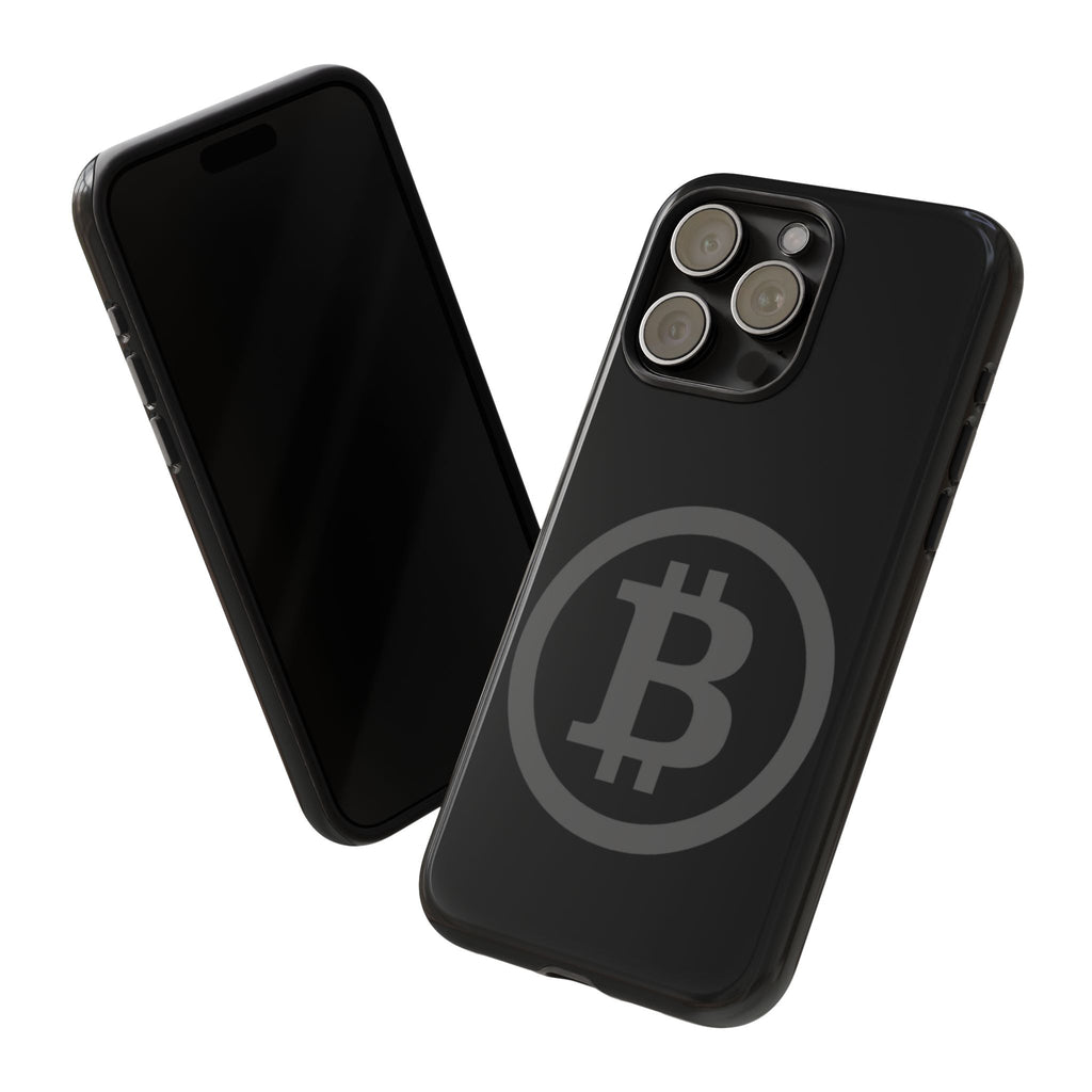 Bitcoin Logo Tough Phone Case — Matte Black Crypto Protective Cover
