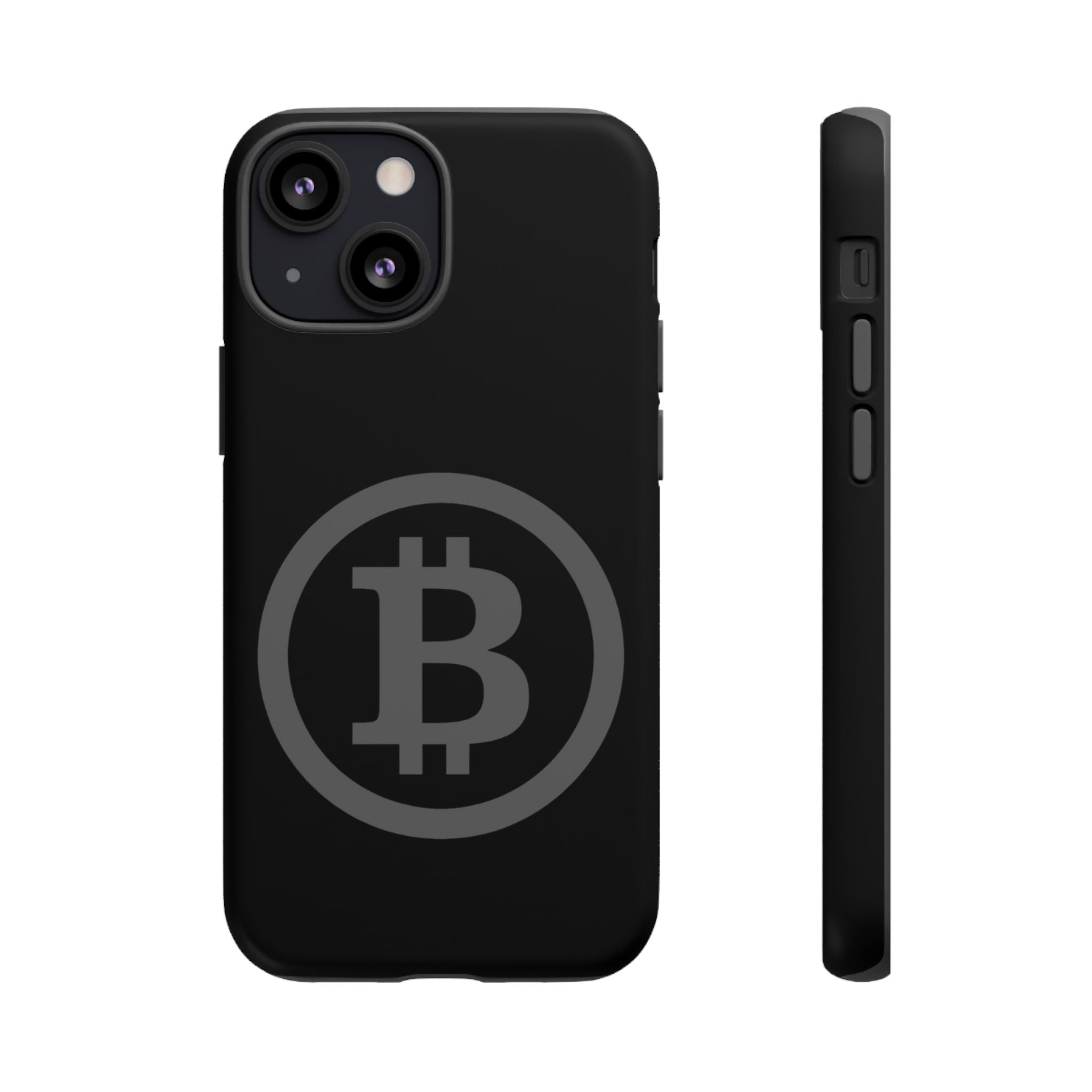 Bitcoin Logo Tough Phone Case — Matte Black Crypto Protective Cover