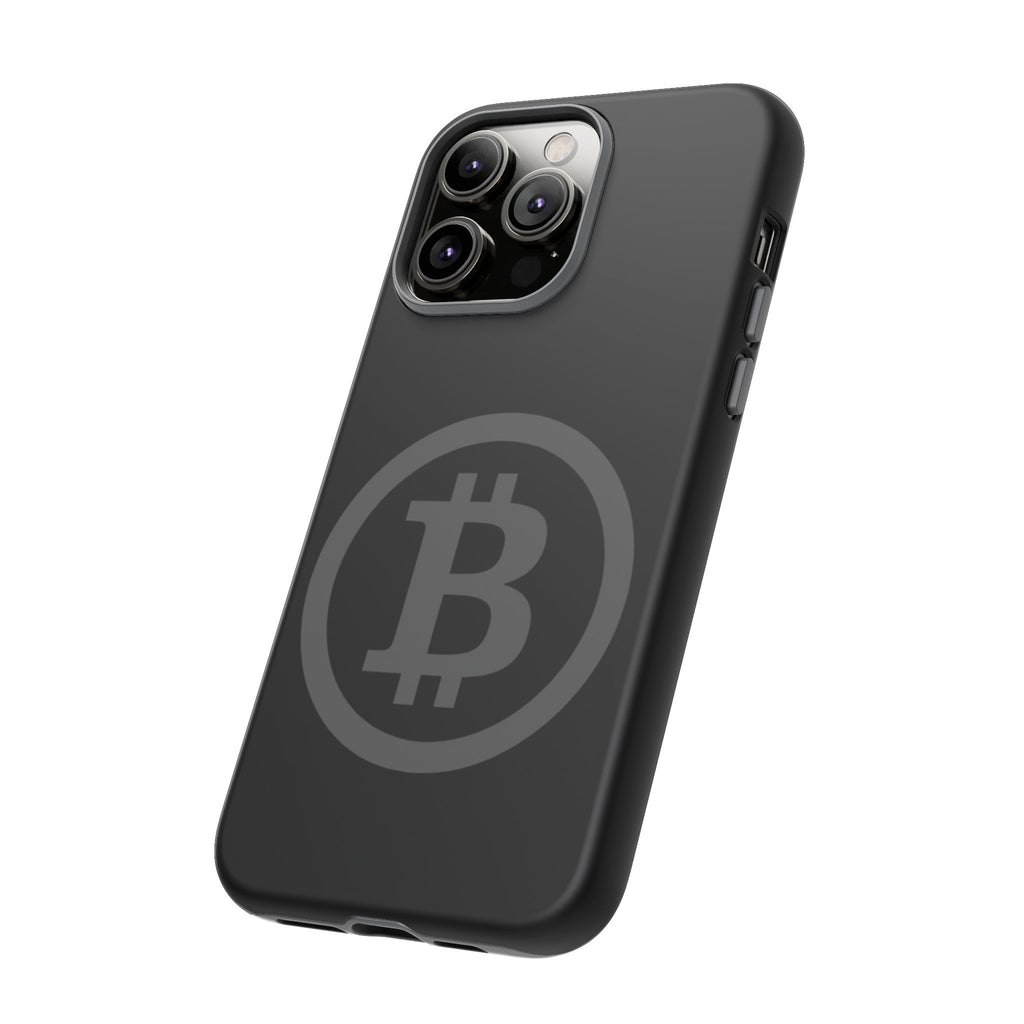 Bitcoin Logo Tough Phone Case — Matte Black Crypto Protective Cover