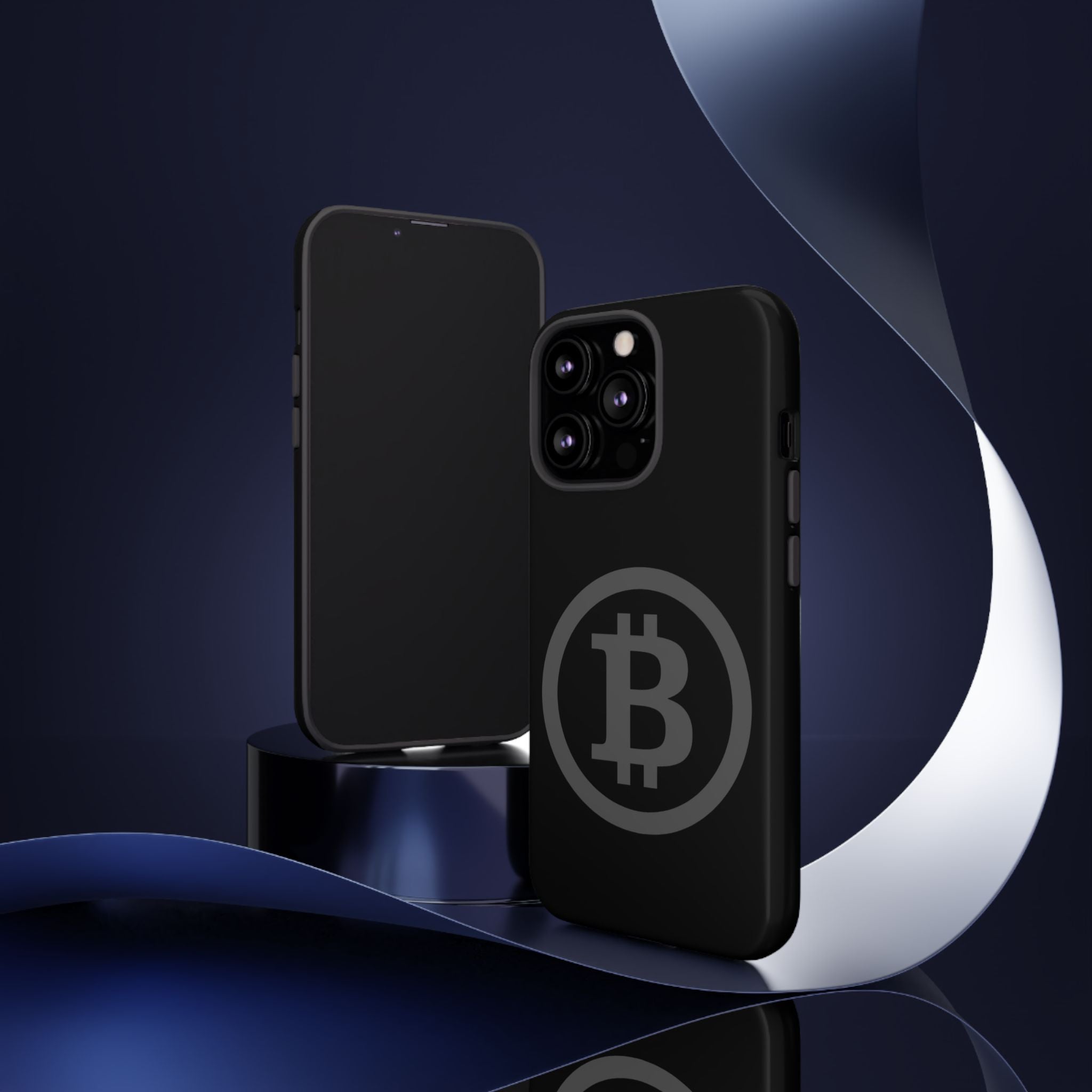 Bitcoin Logo Tough Phone Case — Matte Black Crypto Protective Cover