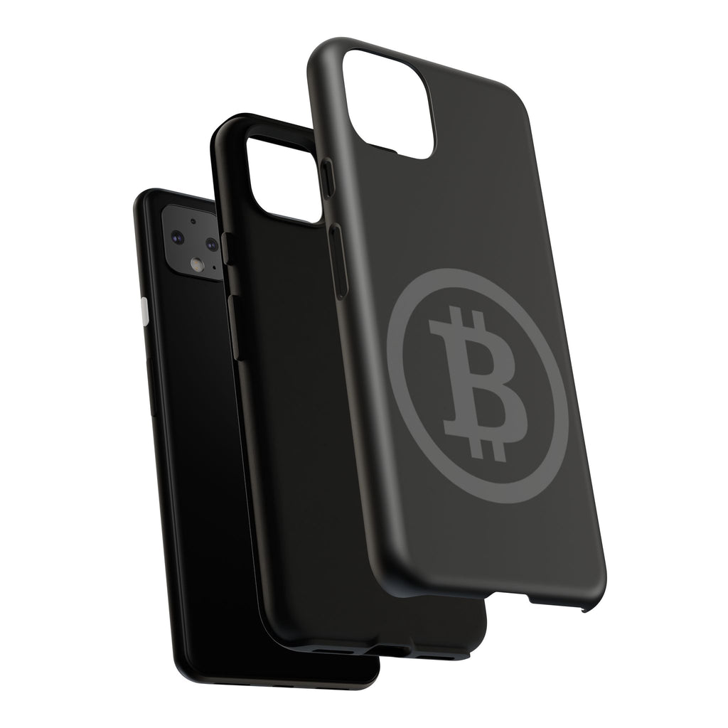 Bitcoin Logo Tough Phone Case — Matte Black Crypto Protective Cover