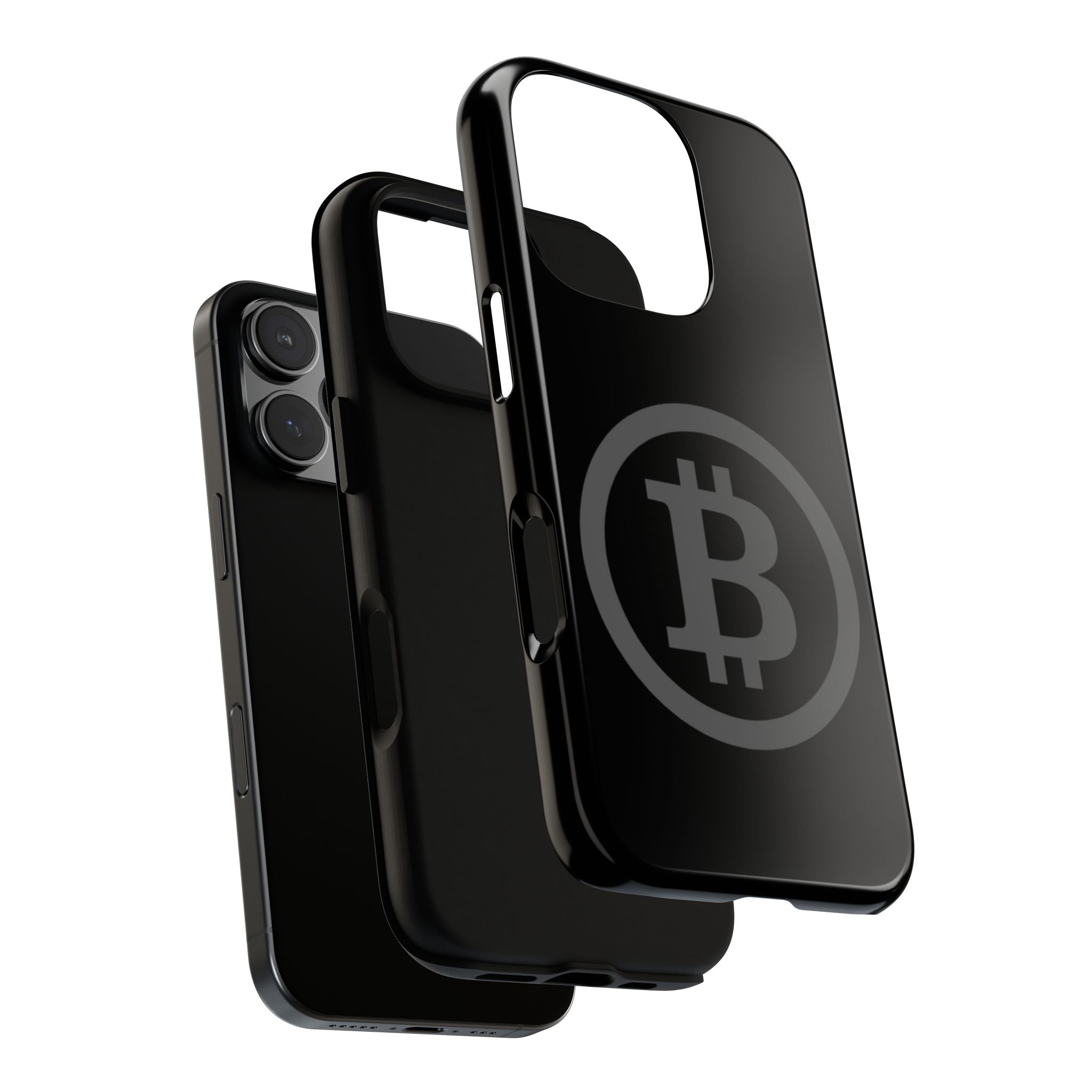 Bitcoin Logo Tough Phone Case — Matte Black Crypto Protective Cover