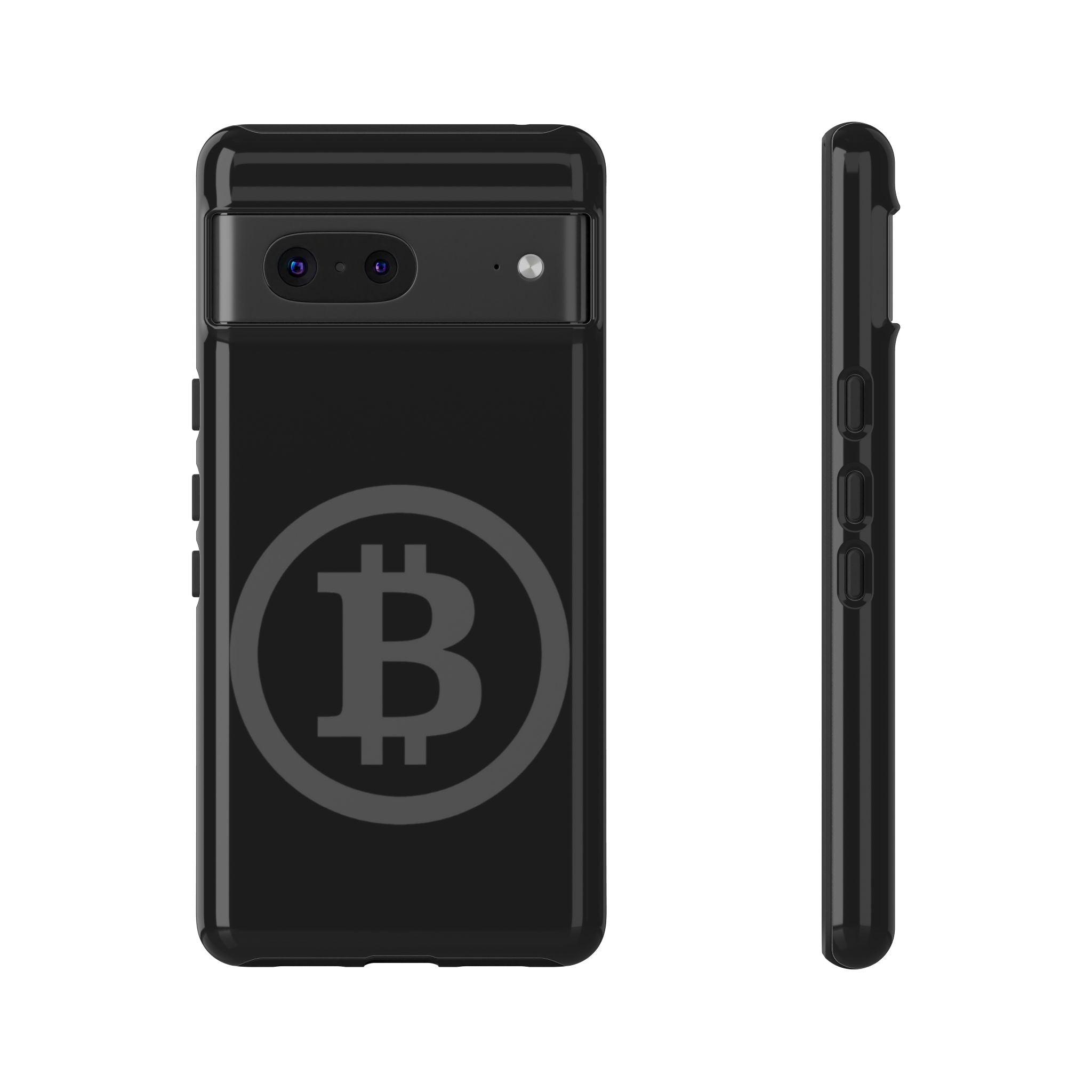 Bitcoin Logo Tough Phone Case — Matte Black Crypto Protective Cover