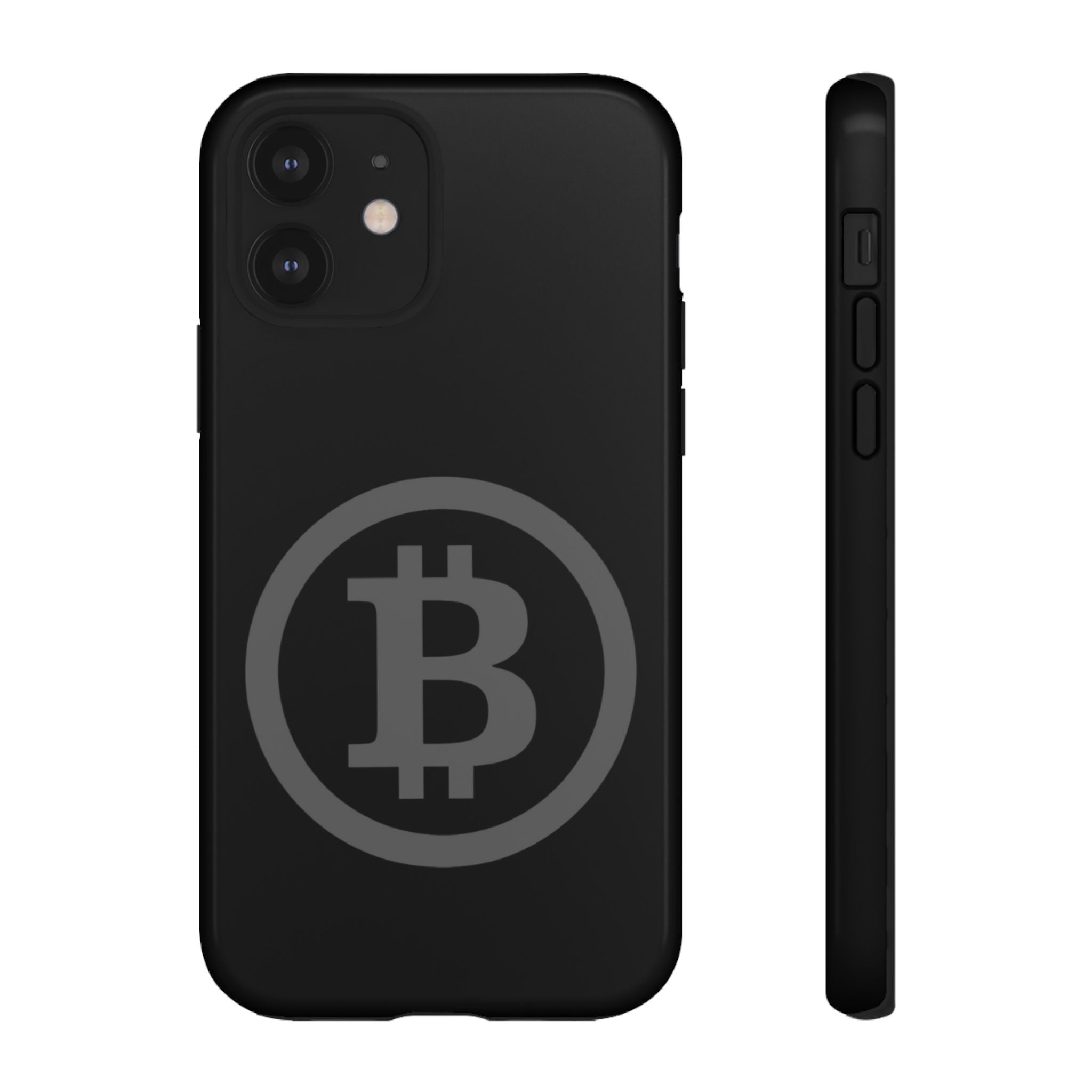 Bitcoin Logo Tough Phone Case — Matte Black Crypto Protective Cover