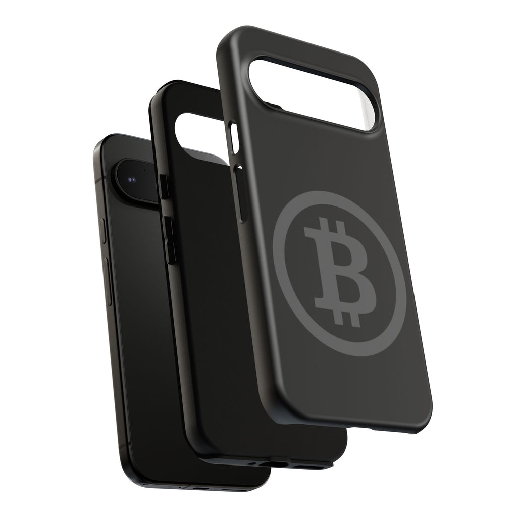 Bitcoin Logo Tough Phone Case — Matte Black Crypto Protective Cover