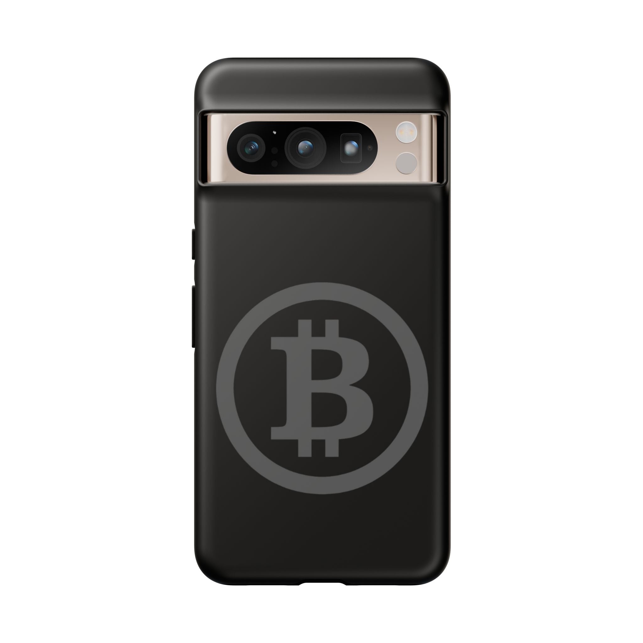 Bitcoin Logo Tough Phone Case — Matte Black Crypto Protective Cover