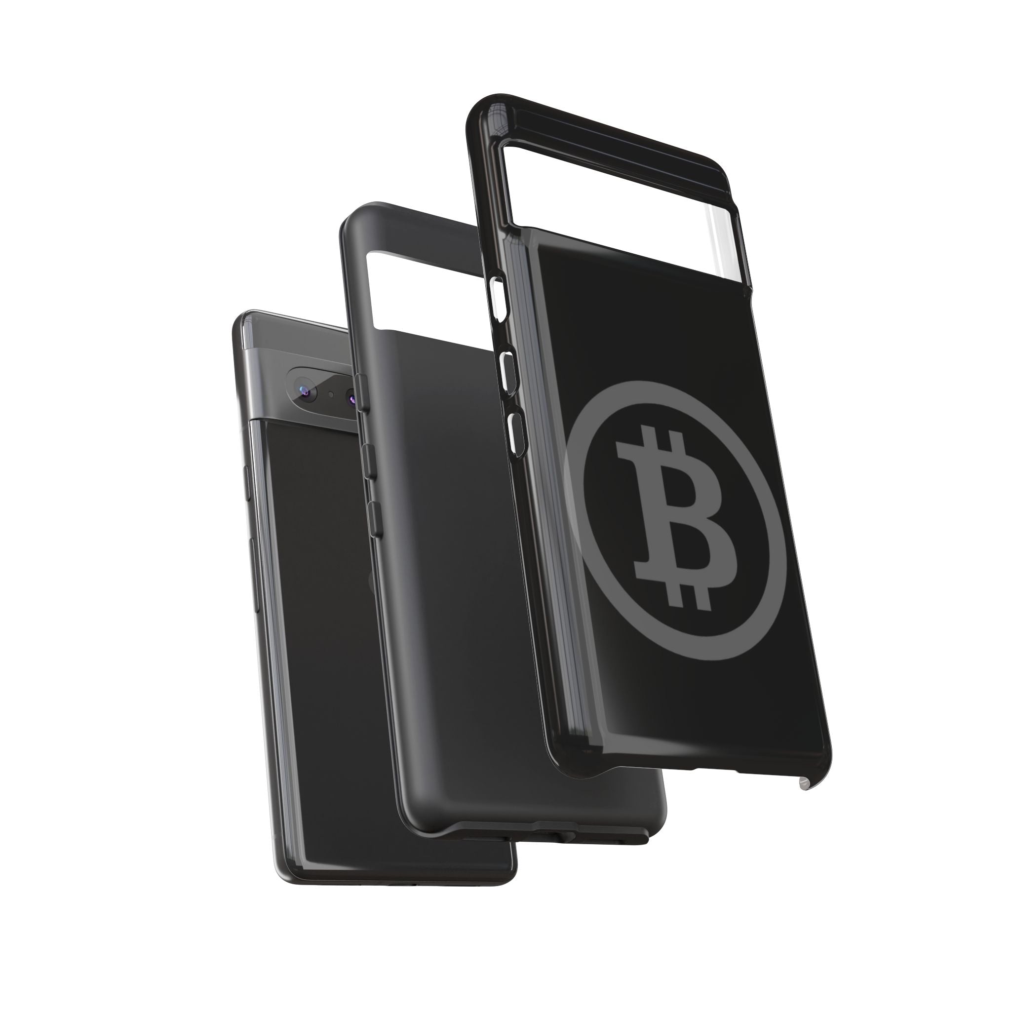 Bitcoin Logo Tough Phone Case — Matte Black Crypto Protective Cover