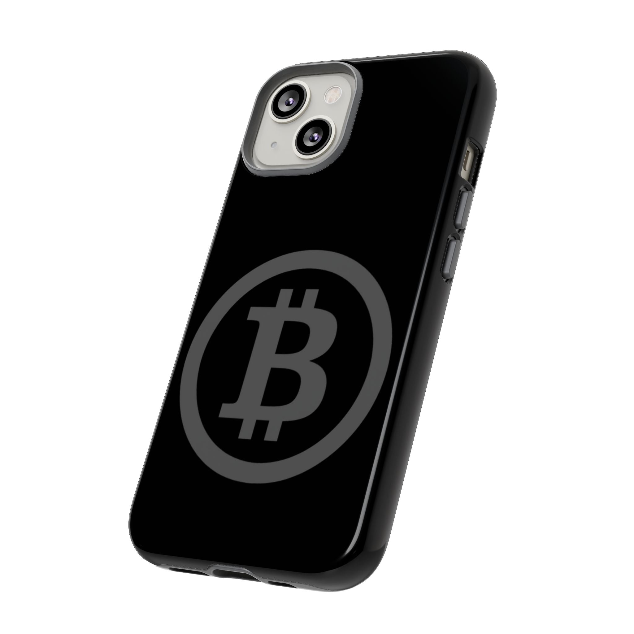 Bitcoin Logo Tough Phone Case — Matte Black Crypto Protective Cover