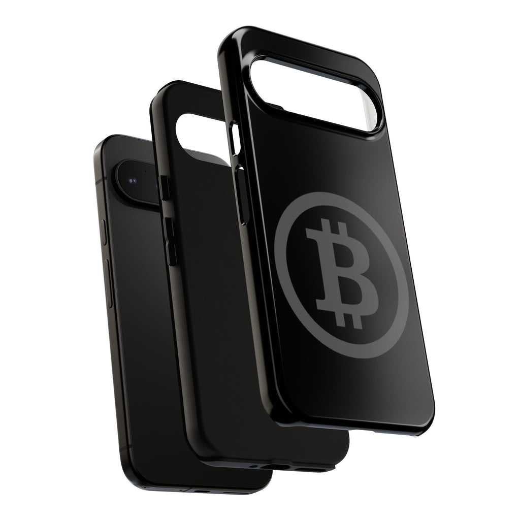 Bitcoin Logo Tough Phone Case — Matte Black Crypto Protective Cover