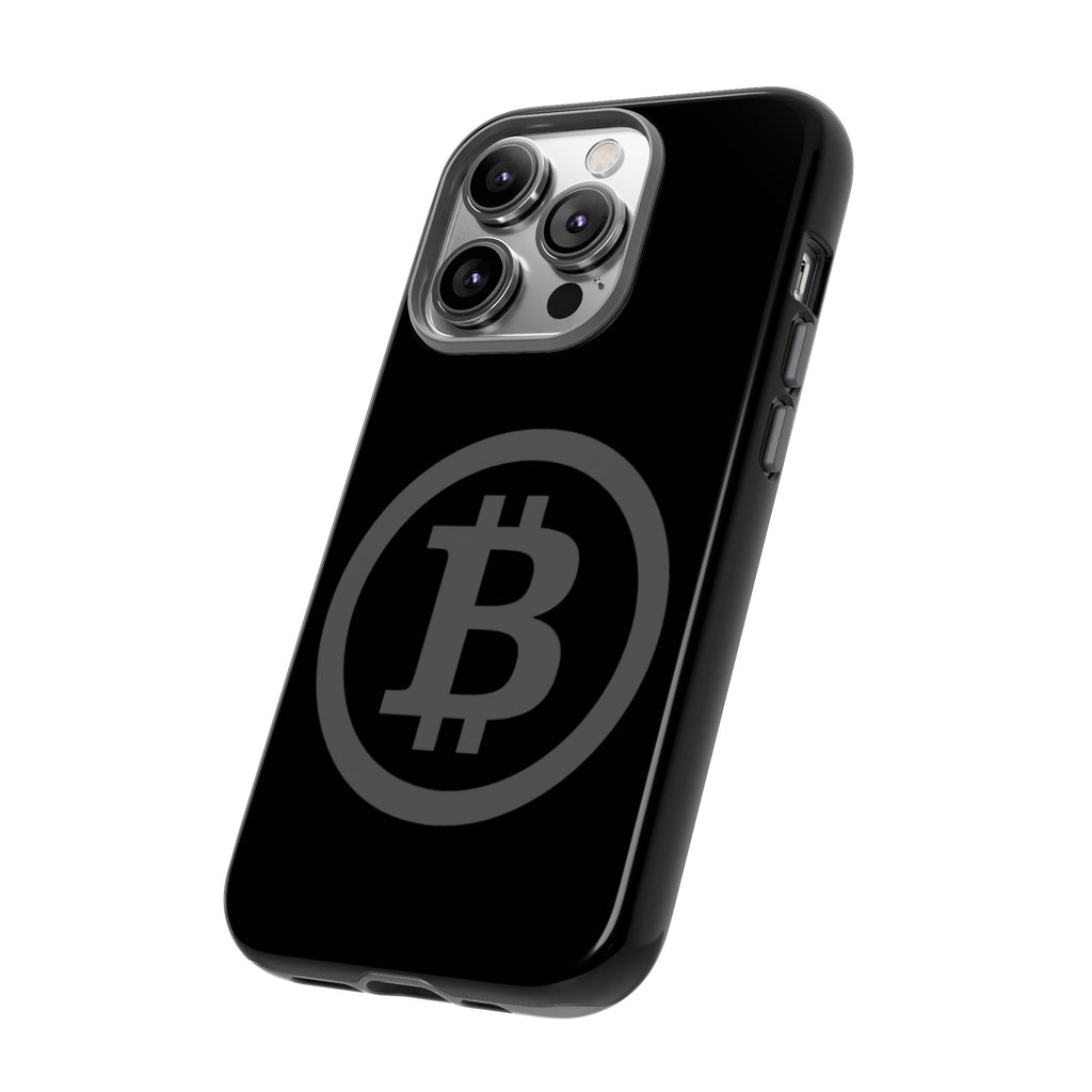 Bitcoin Logo Tough Phone Case — Matte Black Crypto Protective Cover