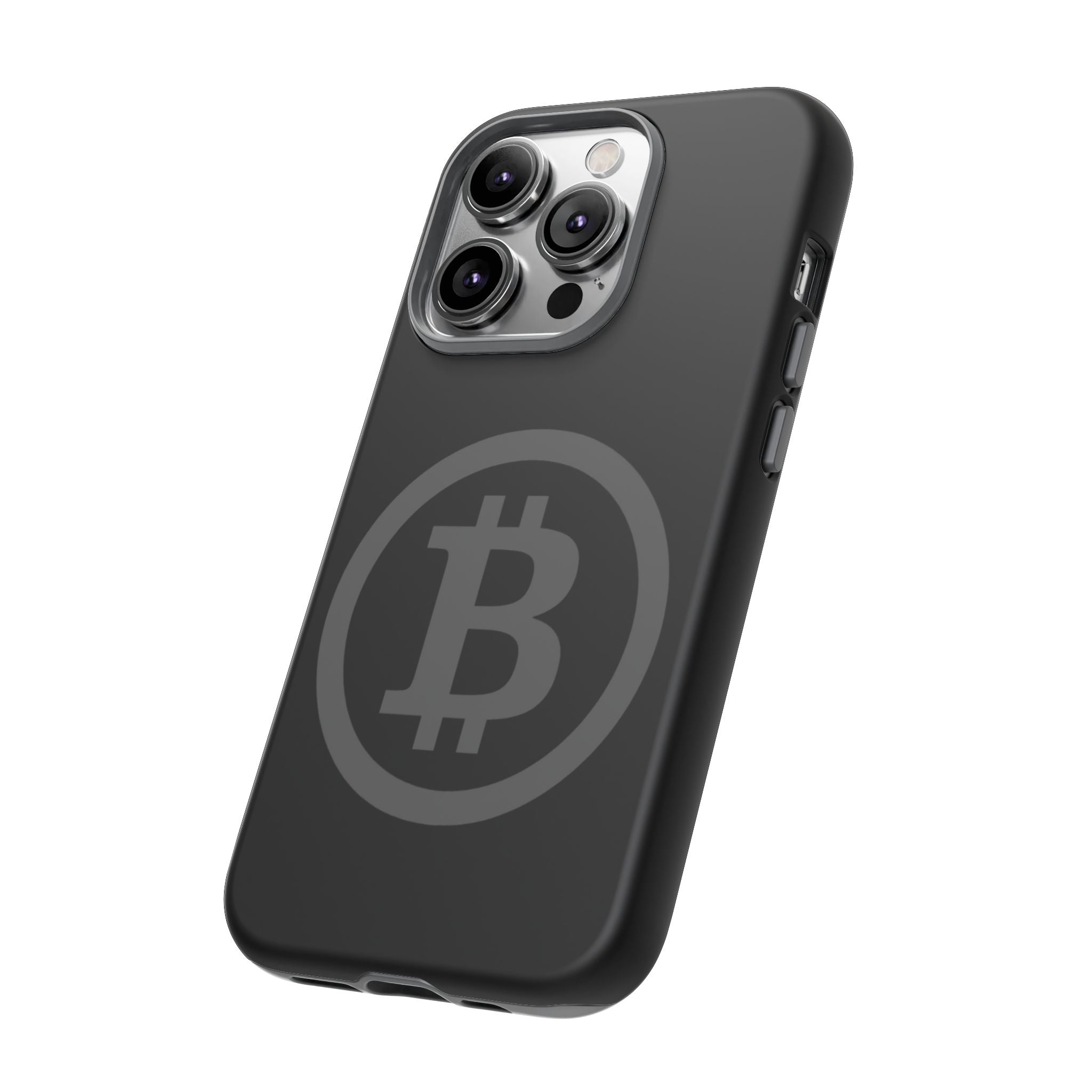 Bitcoin Logo Tough Phone Case — Matte Black Crypto Protective Cover