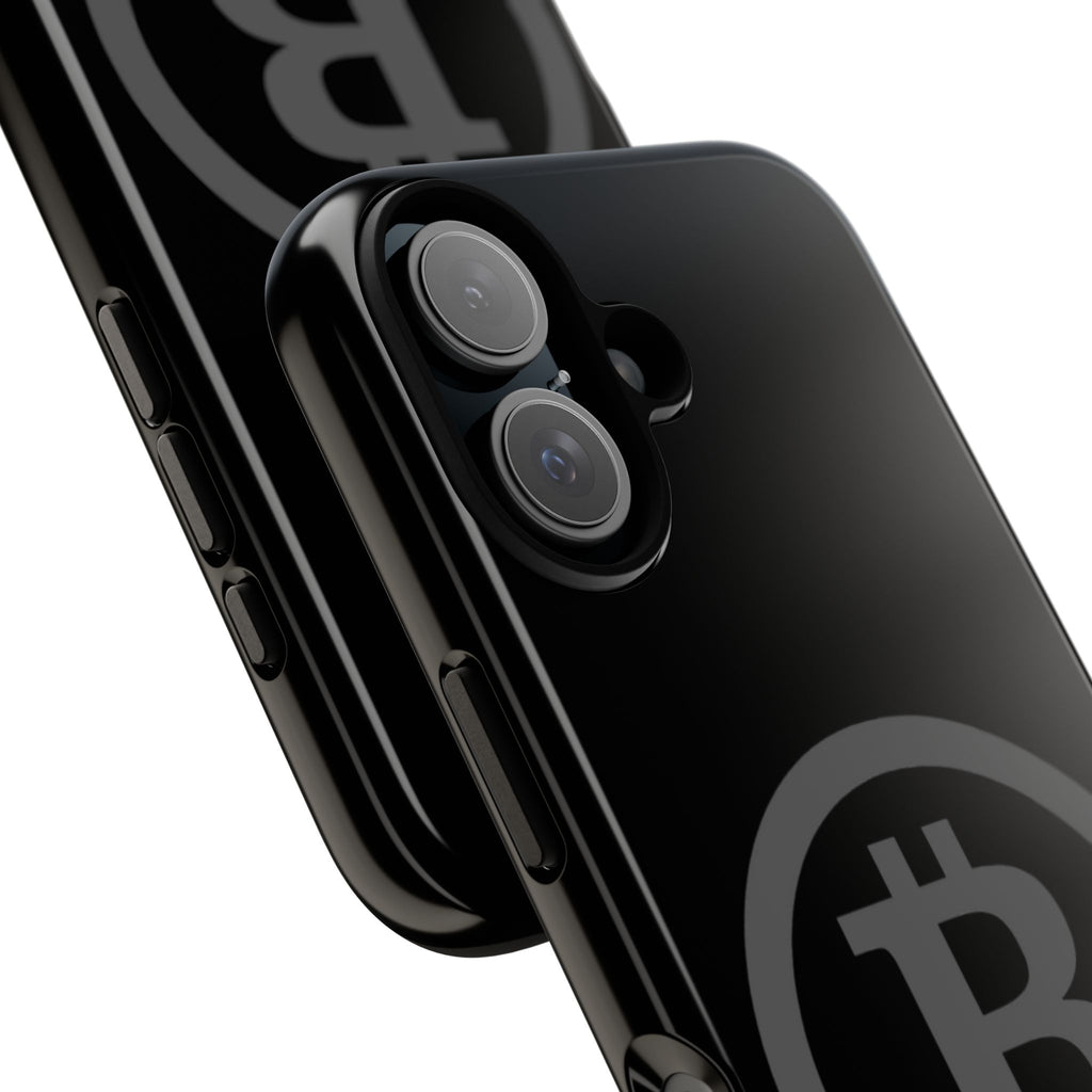 Bitcoin Logo Tough Phone Case — Matte Black Crypto Protective Cover