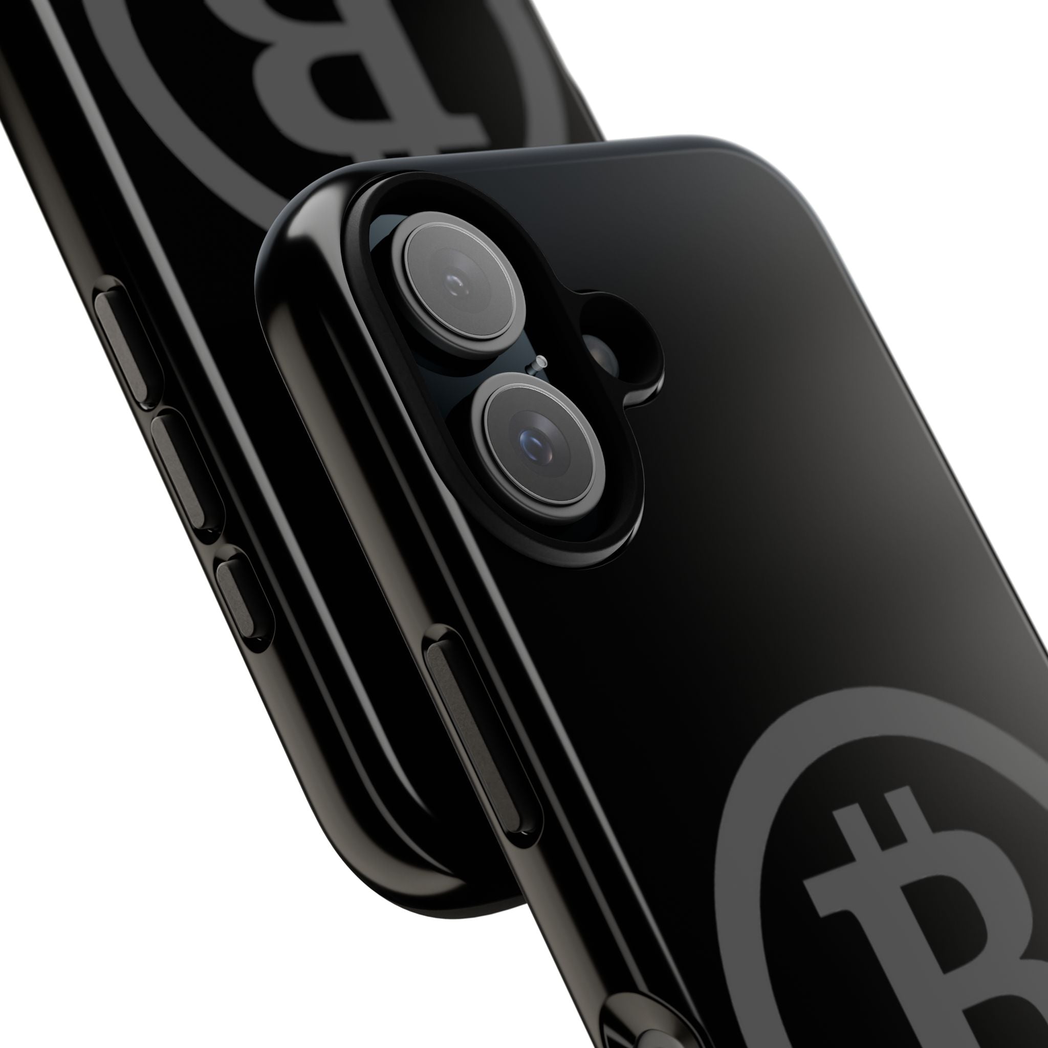 Bitcoin Logo Tough Phone Case — Matte Black Crypto Protective Cover