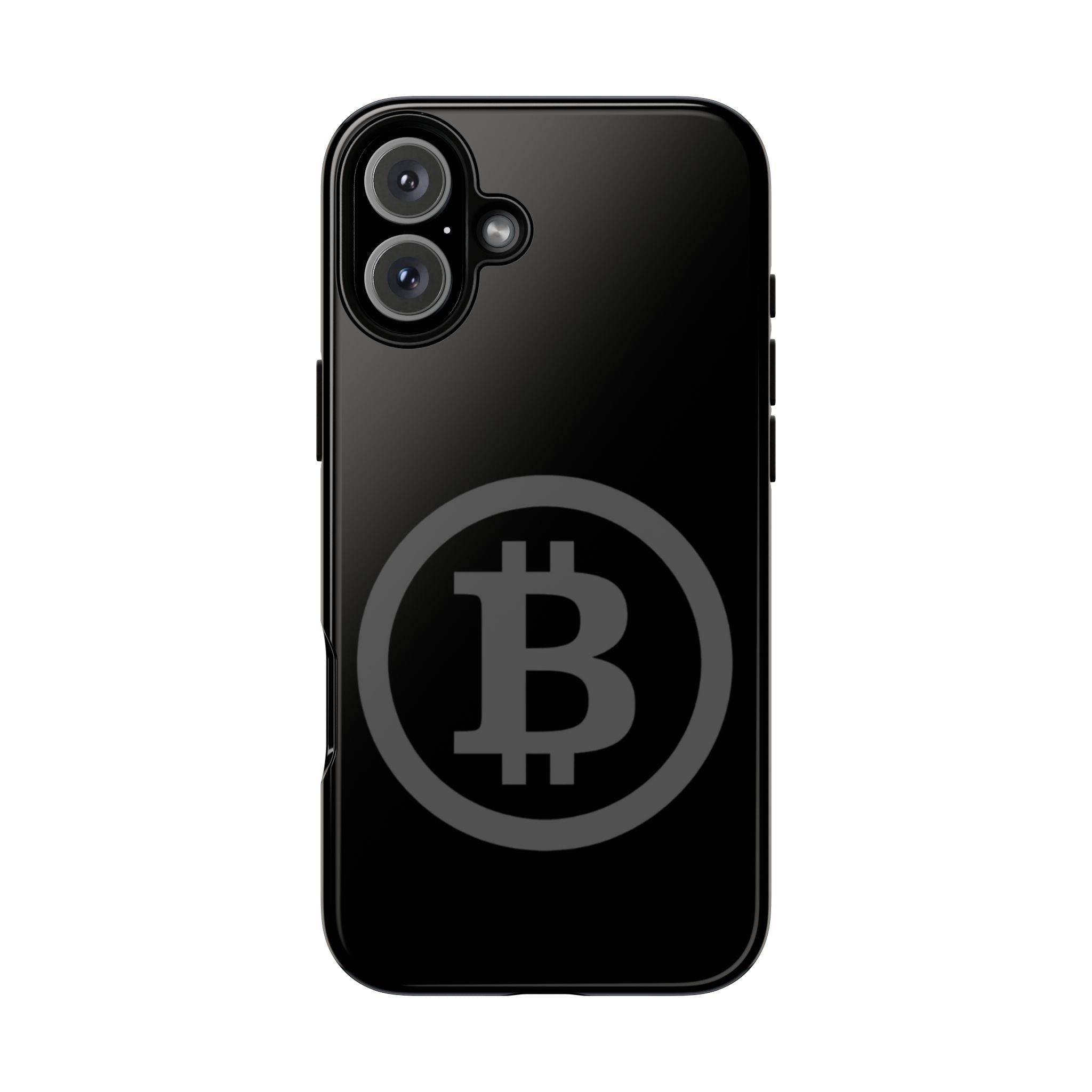 Bitcoin Logo Tough Phone Case — Matte Black Crypto Protective Cover