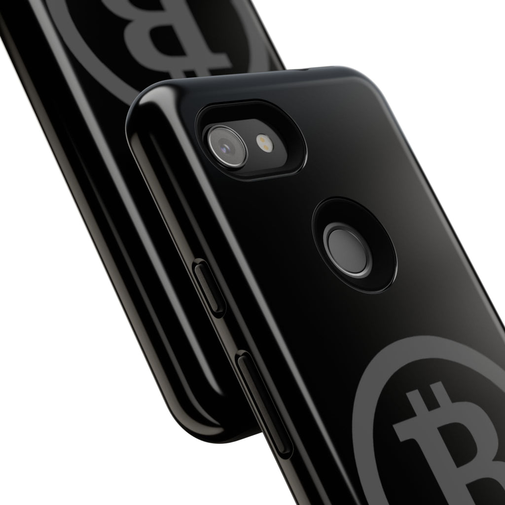 Bitcoin Logo Tough Phone Case — Matte Black Crypto Protective Cover