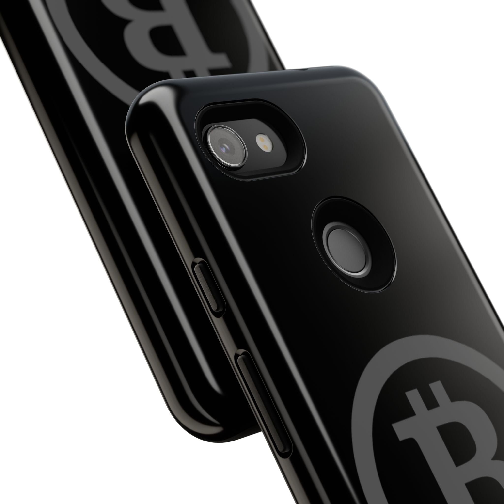 Bitcoin Logo Tough Phone Case — Matte Black Crypto Protective Cover