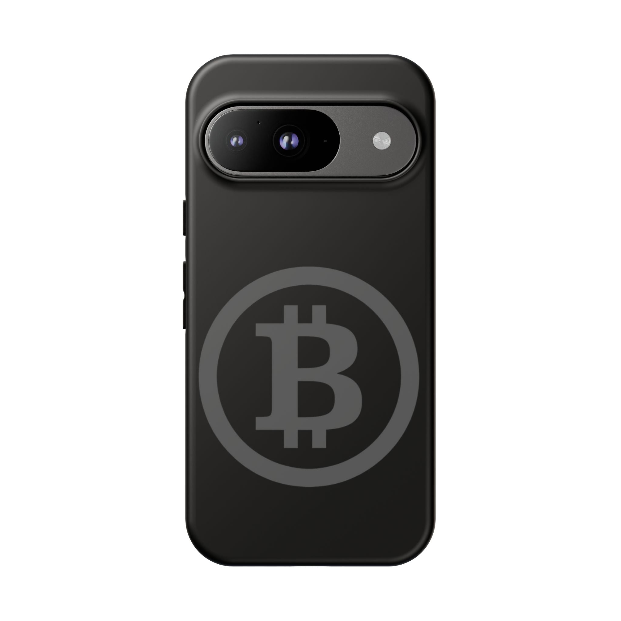 Bitcoin Logo Tough Phone Case — Matte Black Crypto Protective Cover