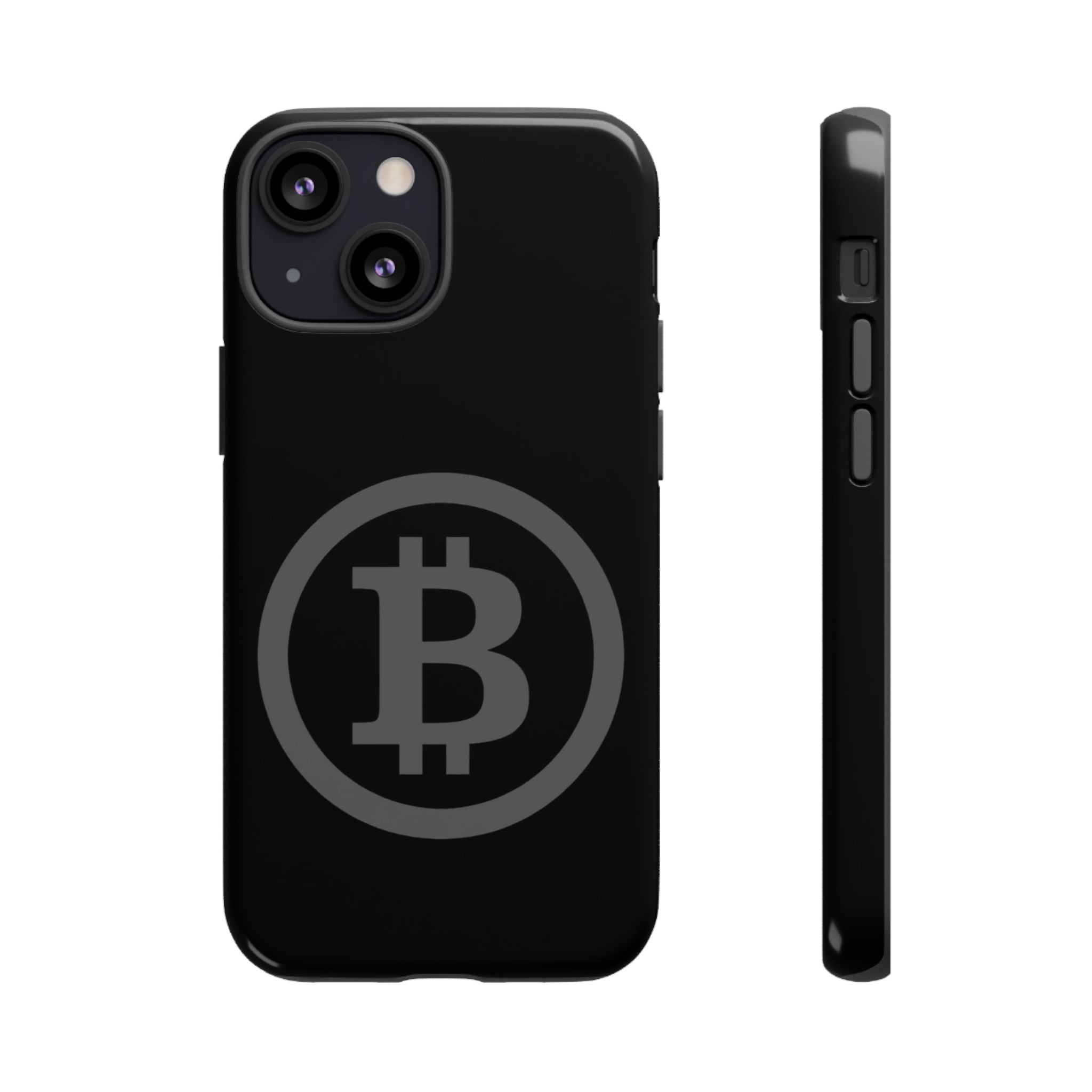 Bitcoin Logo Tough Phone Case — Matte Black Crypto Protective Cover