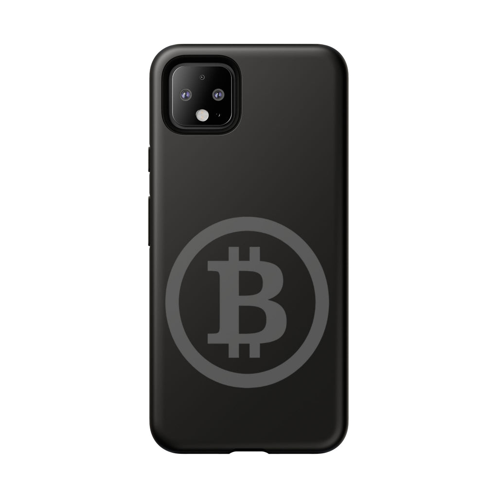 Bitcoin Logo Tough Phone Case — Matte Black Crypto Protective Cover