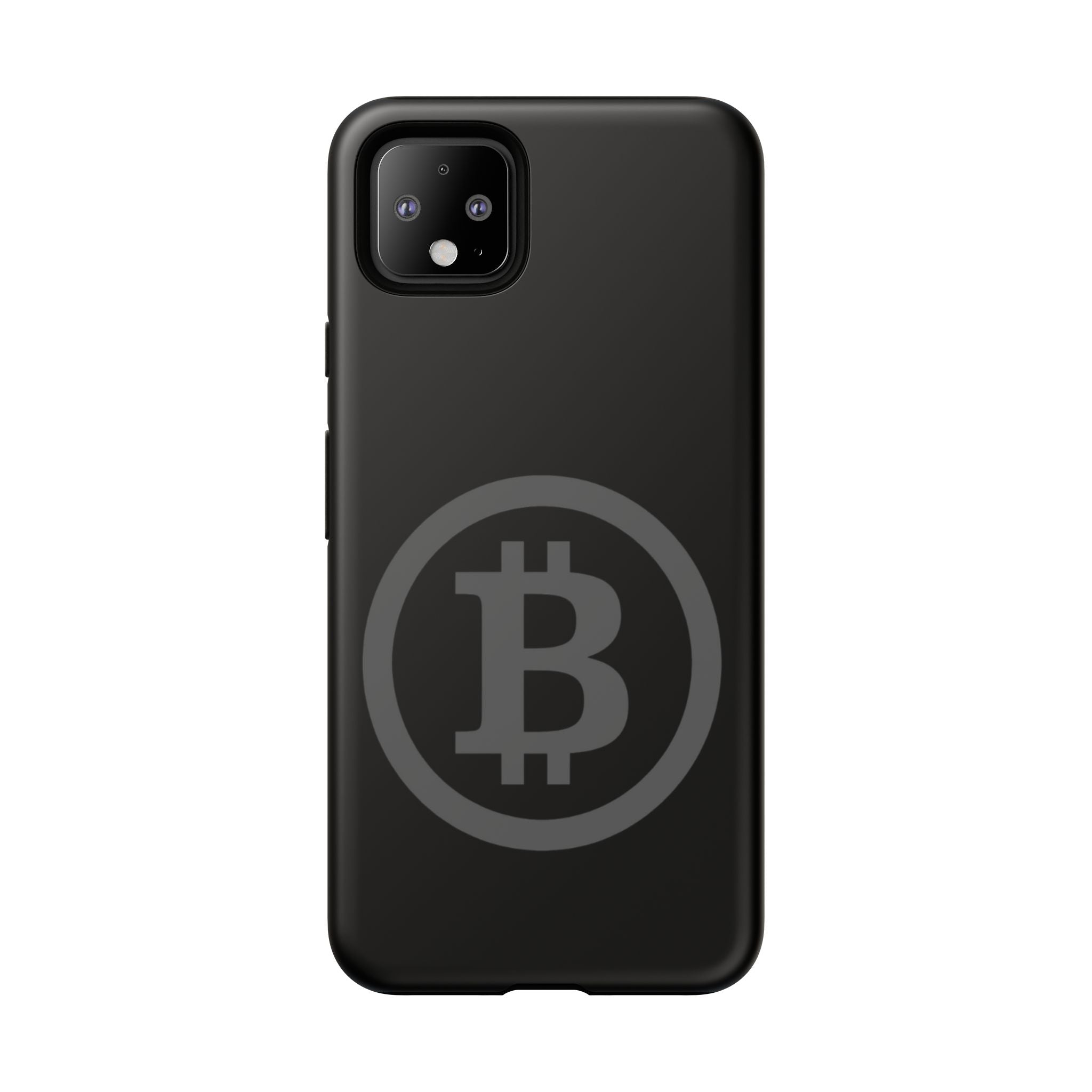 Bitcoin Logo Tough Phone Case — Matte Black Crypto Protective Cover