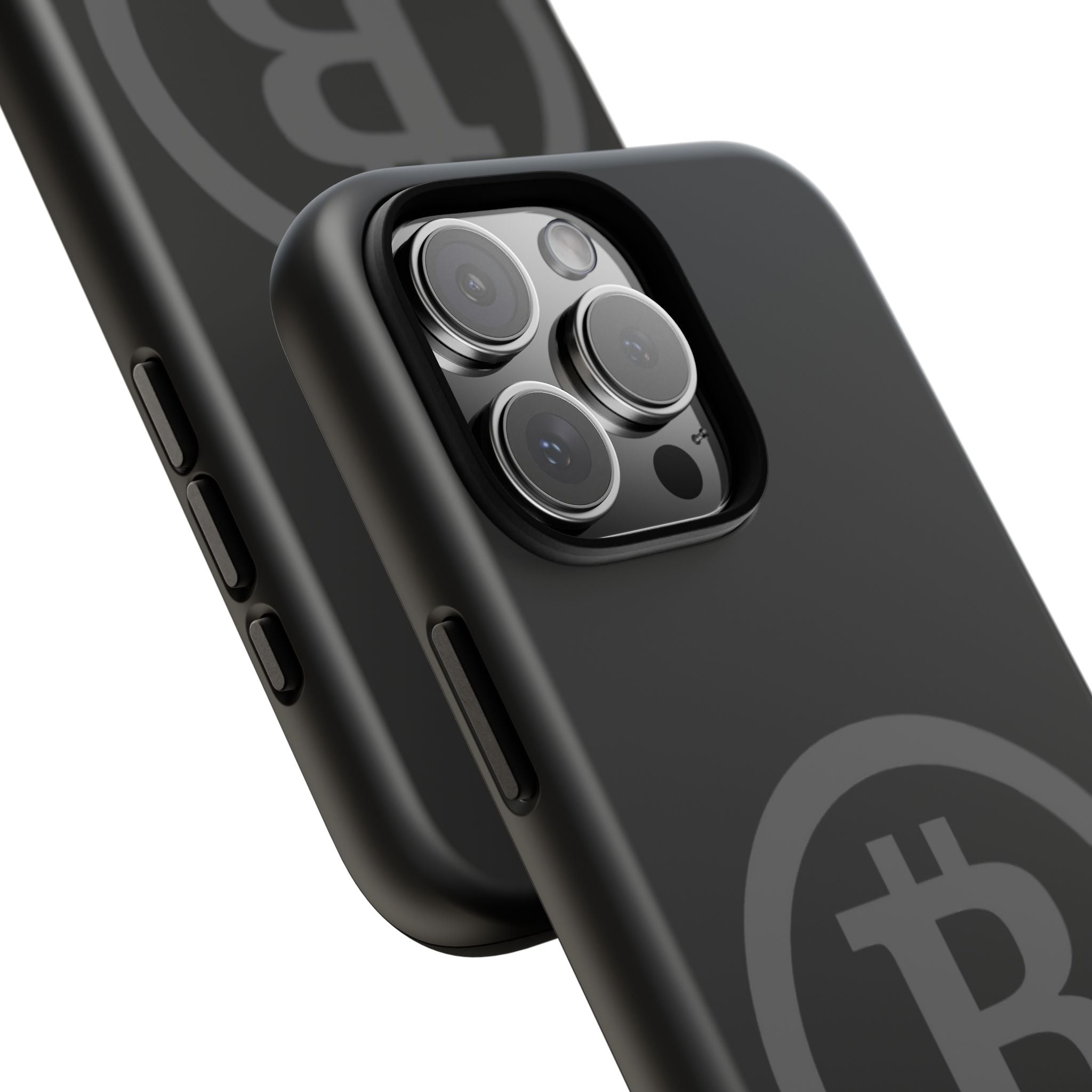 Bitcoin Logo Tough Phone Case — Matte Black Crypto Protective Cover