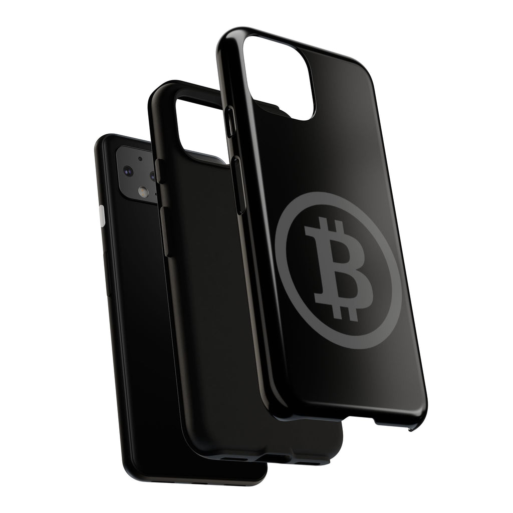 Bitcoin Logo Tough Phone Case — Matte Black Crypto Protective Cover