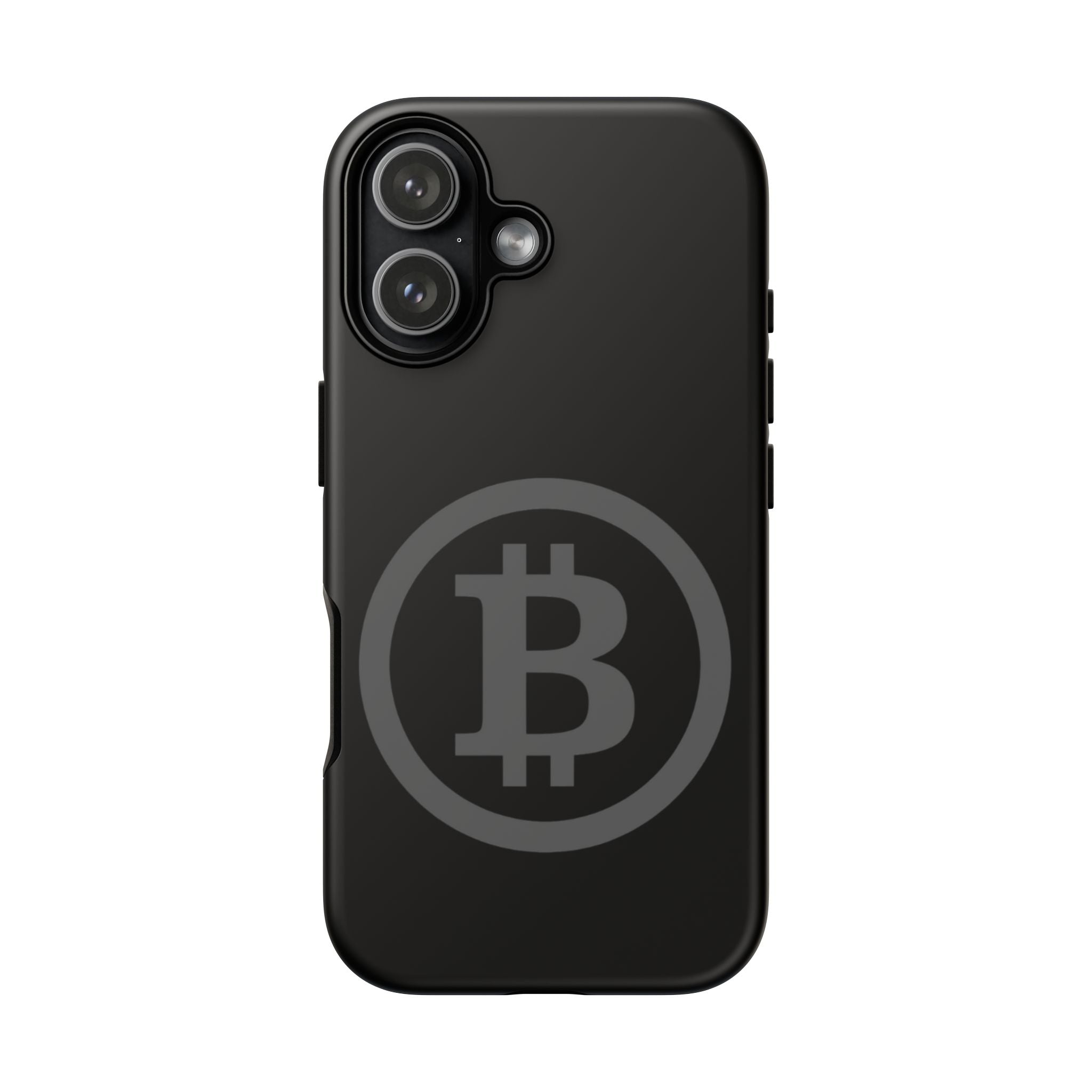 Bitcoin Logo Tough Phone Case — Matte Black Crypto Protective Cover