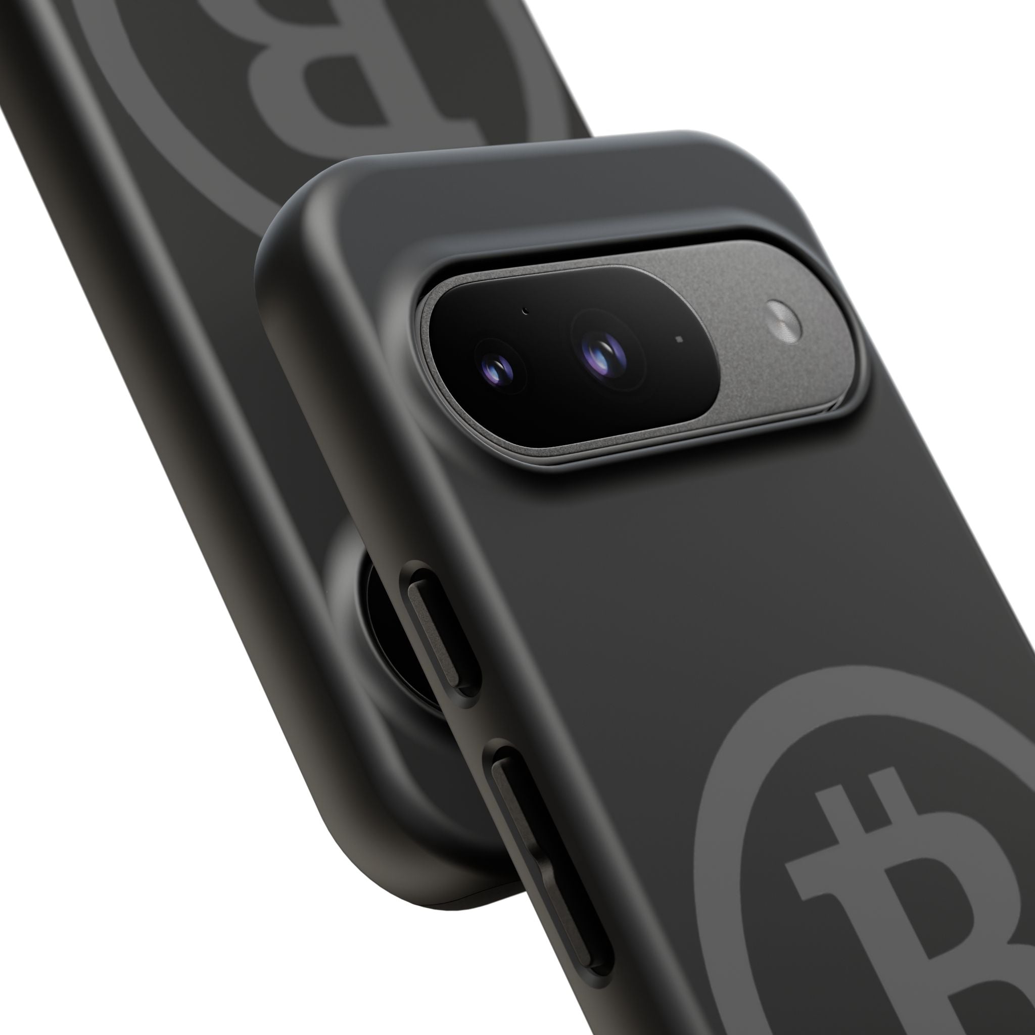 Bitcoin Logo Tough Phone Case — Matte Black Crypto Protective Cover