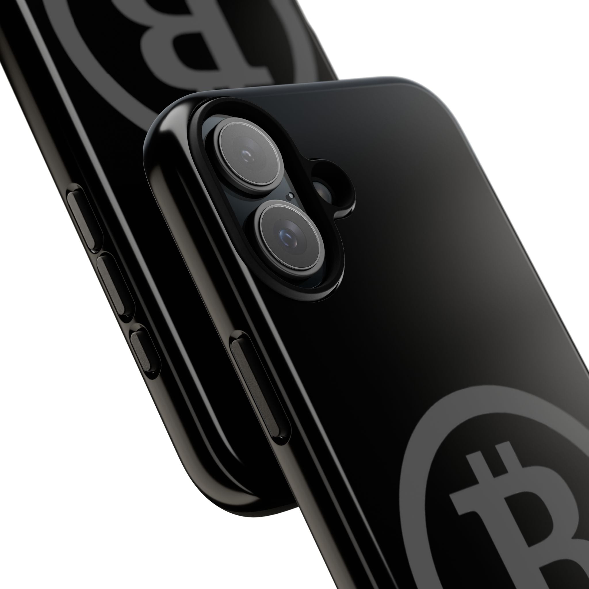 Bitcoin Logo Tough Phone Case — Matte Black Crypto Protective Cover