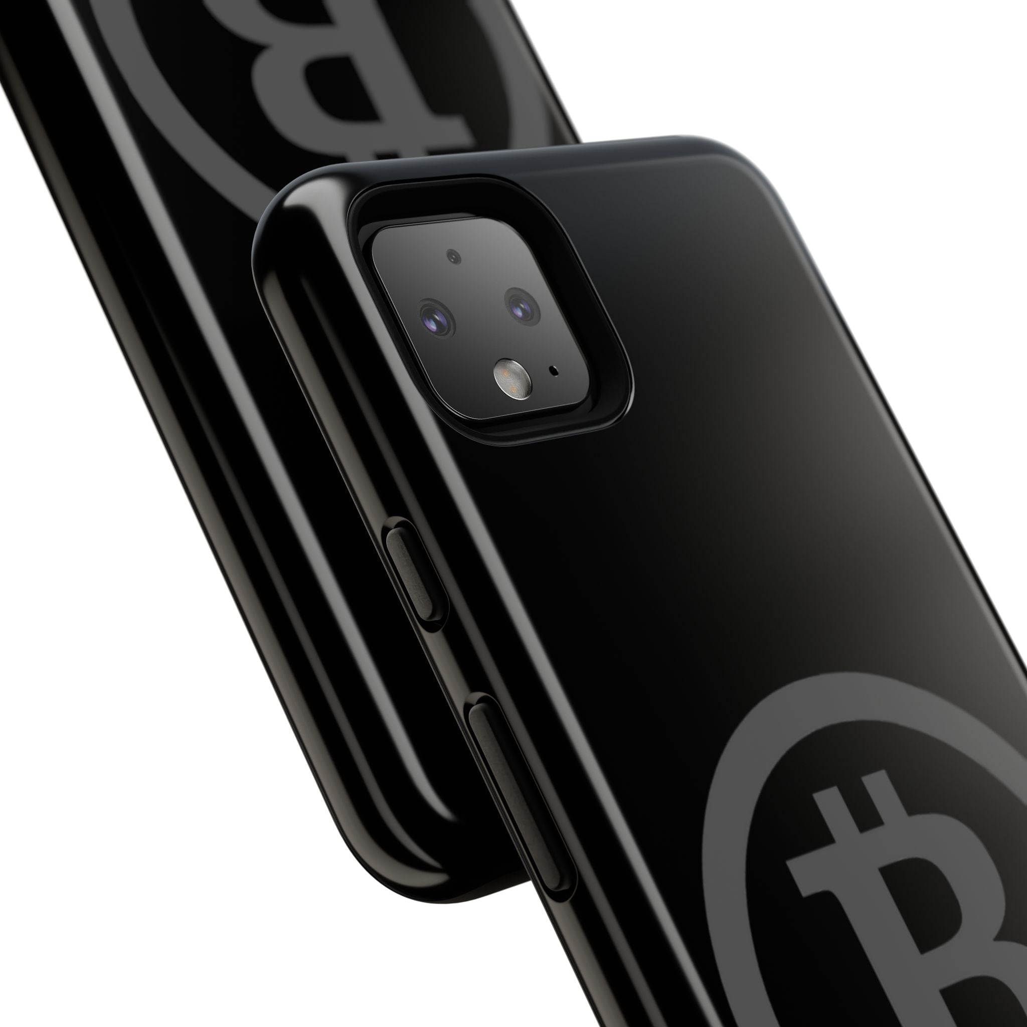 Bitcoin Logo Tough Phone Case — Matte Black Crypto Protective Cover