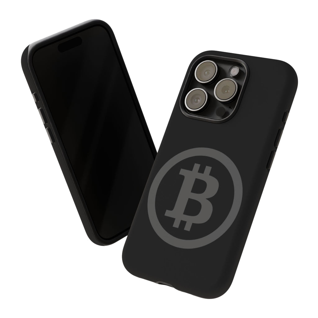 Bitcoin Logo Tough Phone Case — Matte Black Crypto Protective Cover