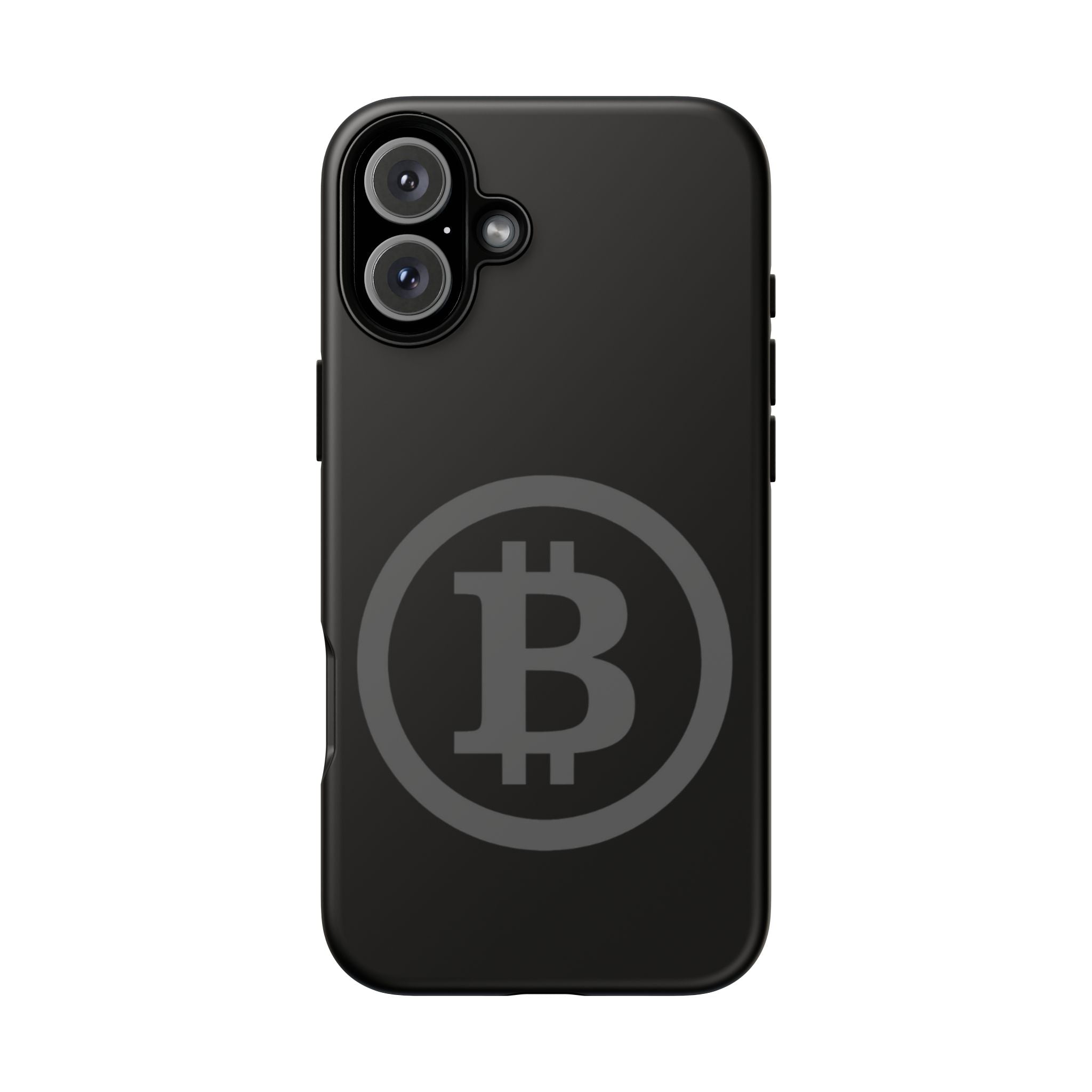 Bitcoin Logo Tough Phone Case — Matte Black Crypto Protective Cover