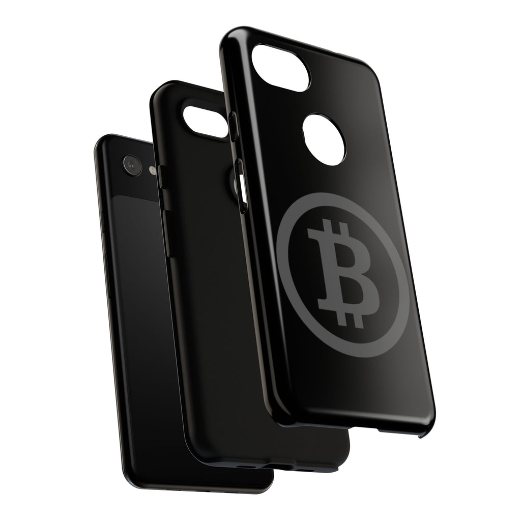 Bitcoin Logo Tough Phone Case — Matte Black Crypto Protective Cover