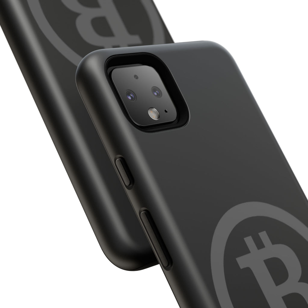 Bitcoin Logo Tough Phone Case — Matte Black Crypto Protective Cover