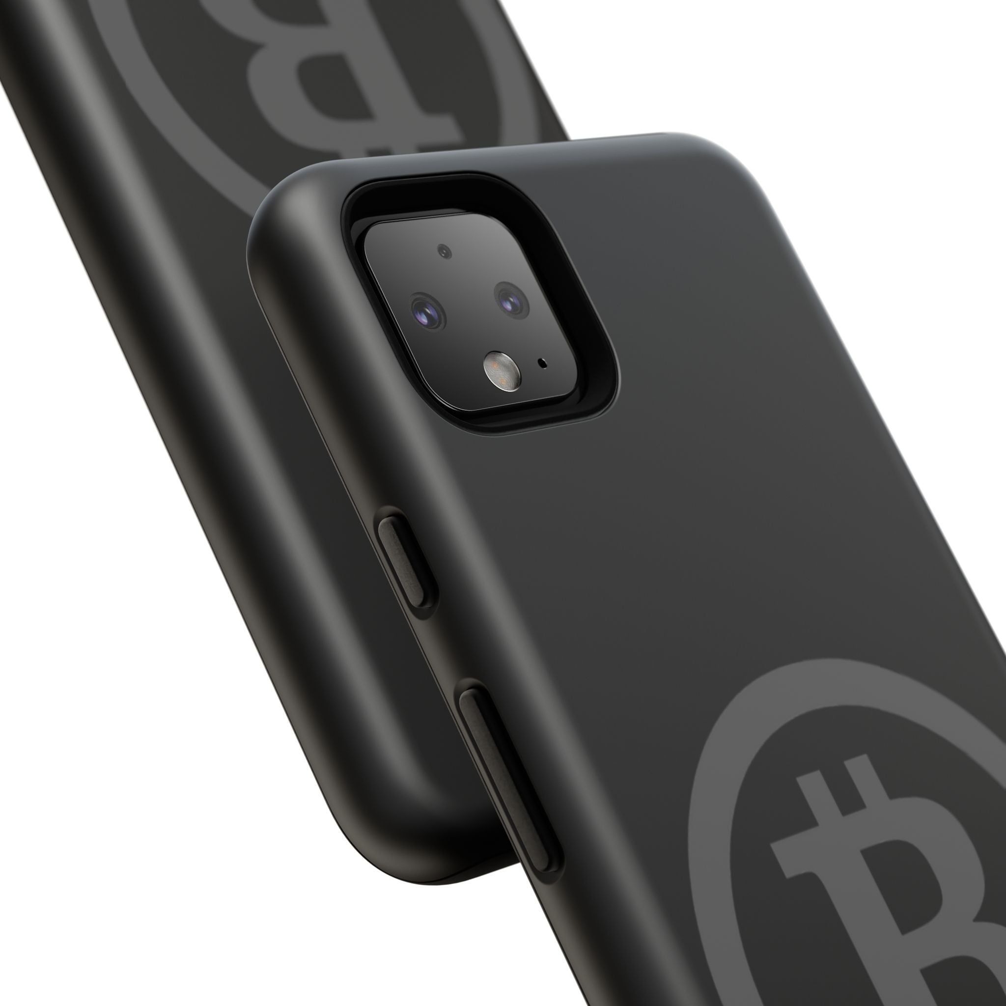 Bitcoin Logo Tough Phone Case — Matte Black Crypto Protective Cover