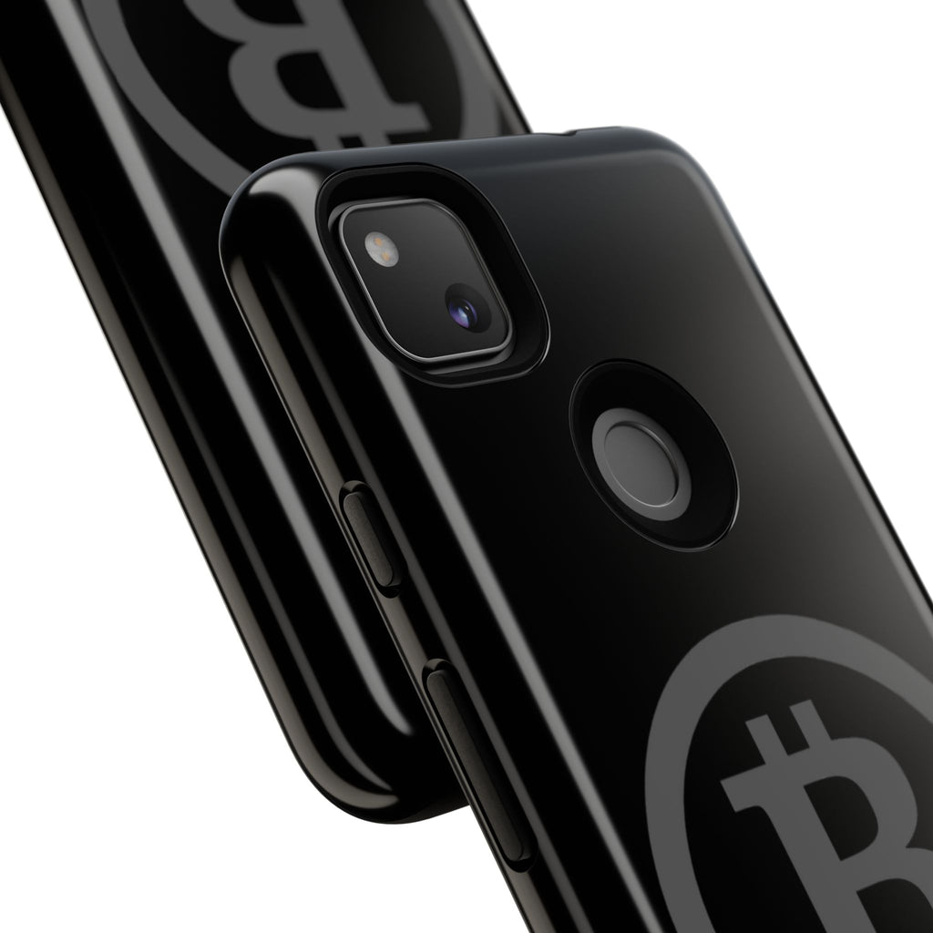 Bitcoin Logo Tough Phone Case — Matte Black Crypto Protective Cover