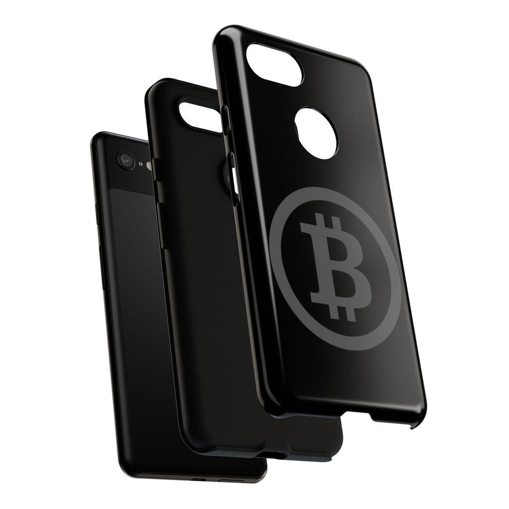 Bitcoin Logo Tough Phone Case — Matte Black Crypto Protective Cover