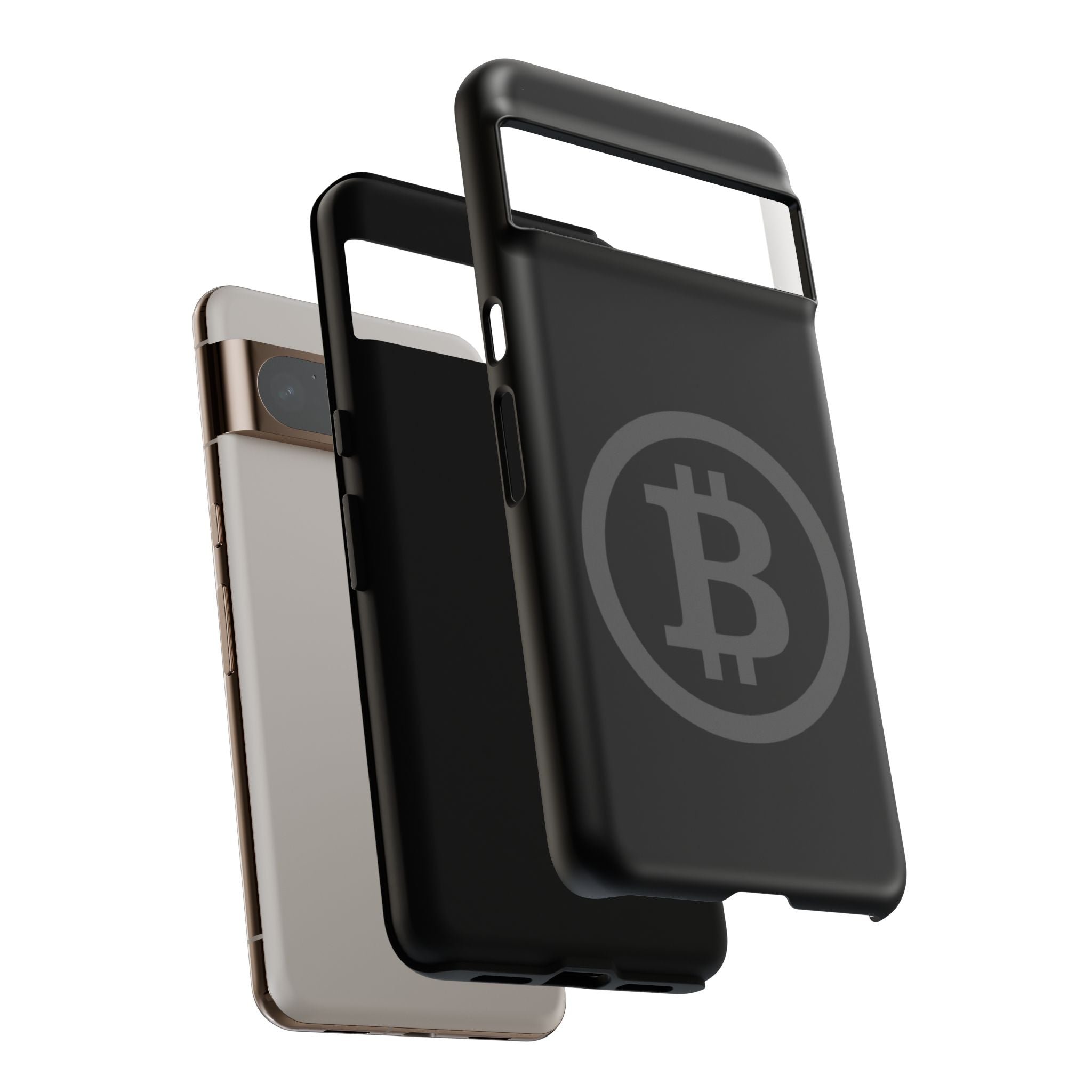 Bitcoin Logo Tough Phone Case — Matte Black Crypto Protective Cover