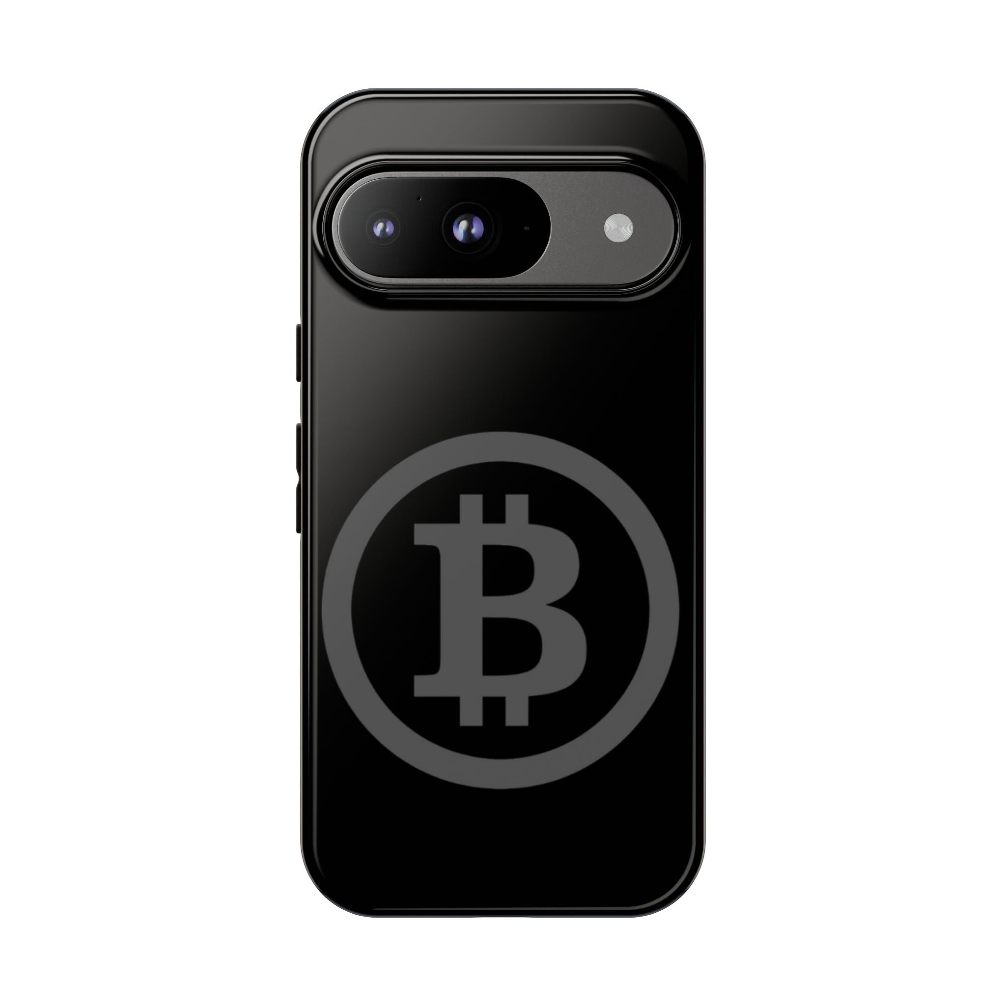 Bitcoin Logo Tough Phone Case — Matte Black Crypto Protective Cover