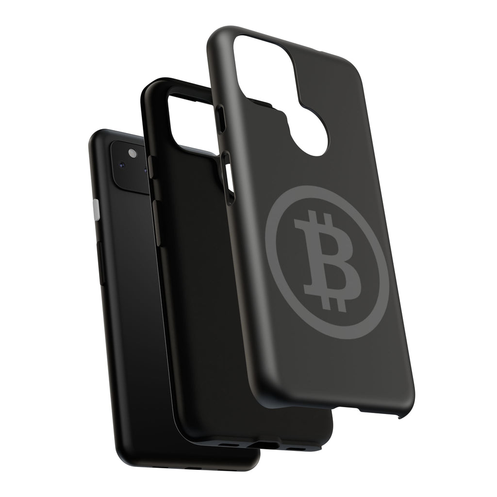 Bitcoin Logo Tough Phone Case — Matte Black Crypto Protective Cover