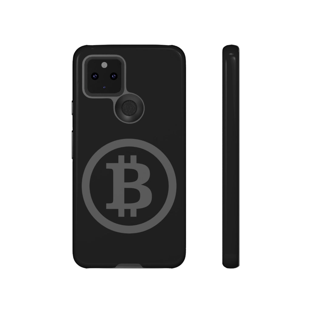Bitcoin Logo Tough Phone Case — Matte Black Crypto Protective Cover
