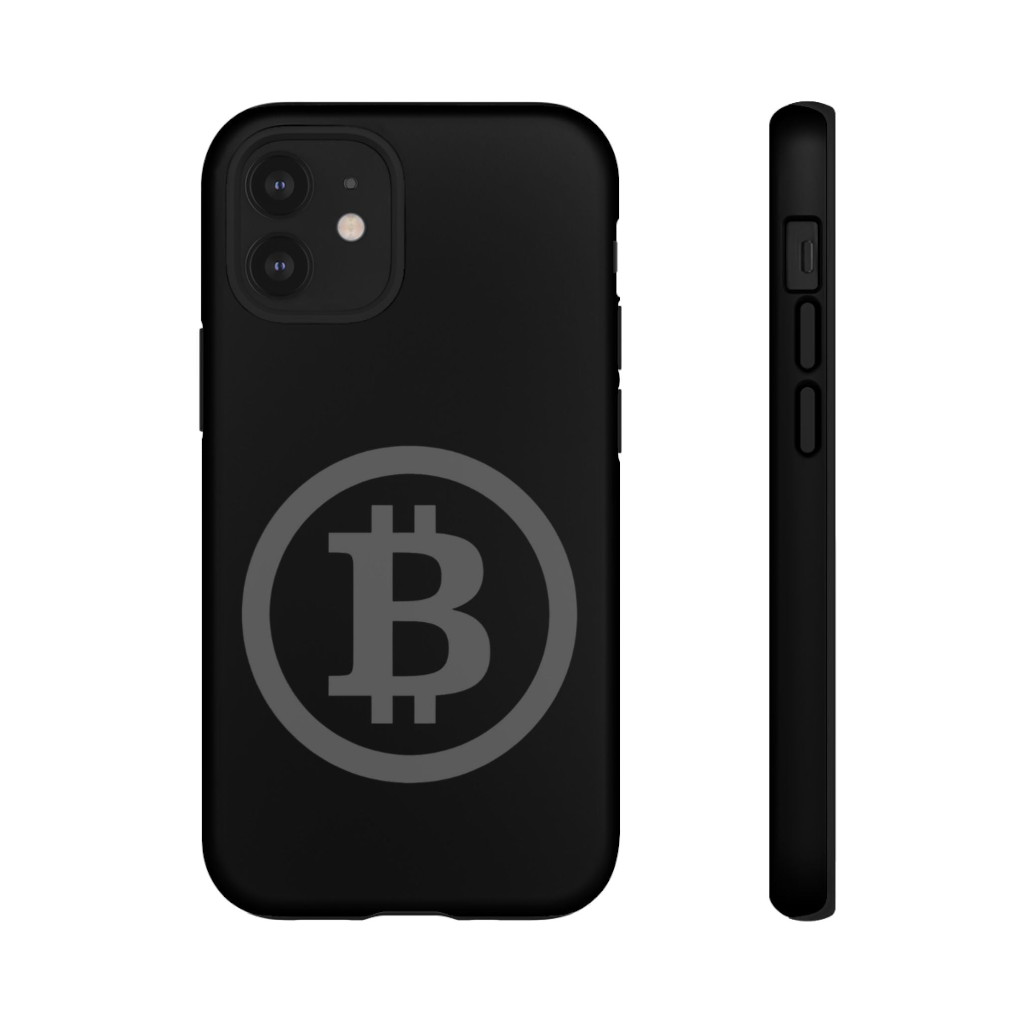 Bitcoin Logo Tough Phone Case — Matte Black Crypto Protective Cover
