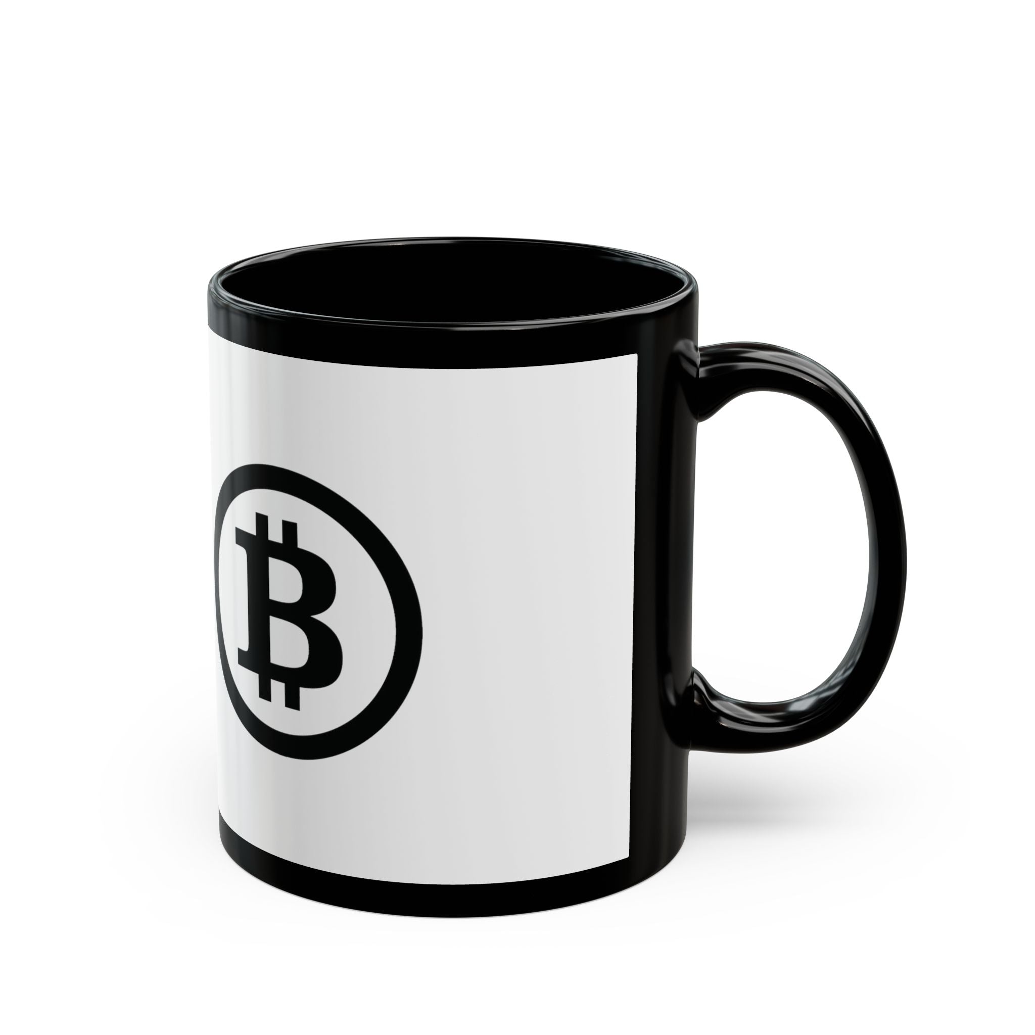 Bitcoin Logo Black Accent Mug | Crypto Coffee Cup, 11oz or 15oz