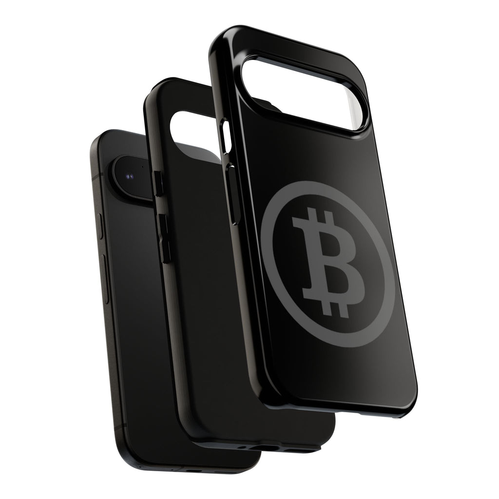 Bitcoin Logo Tough Phone Case — Matte Black Crypto Protective Cover