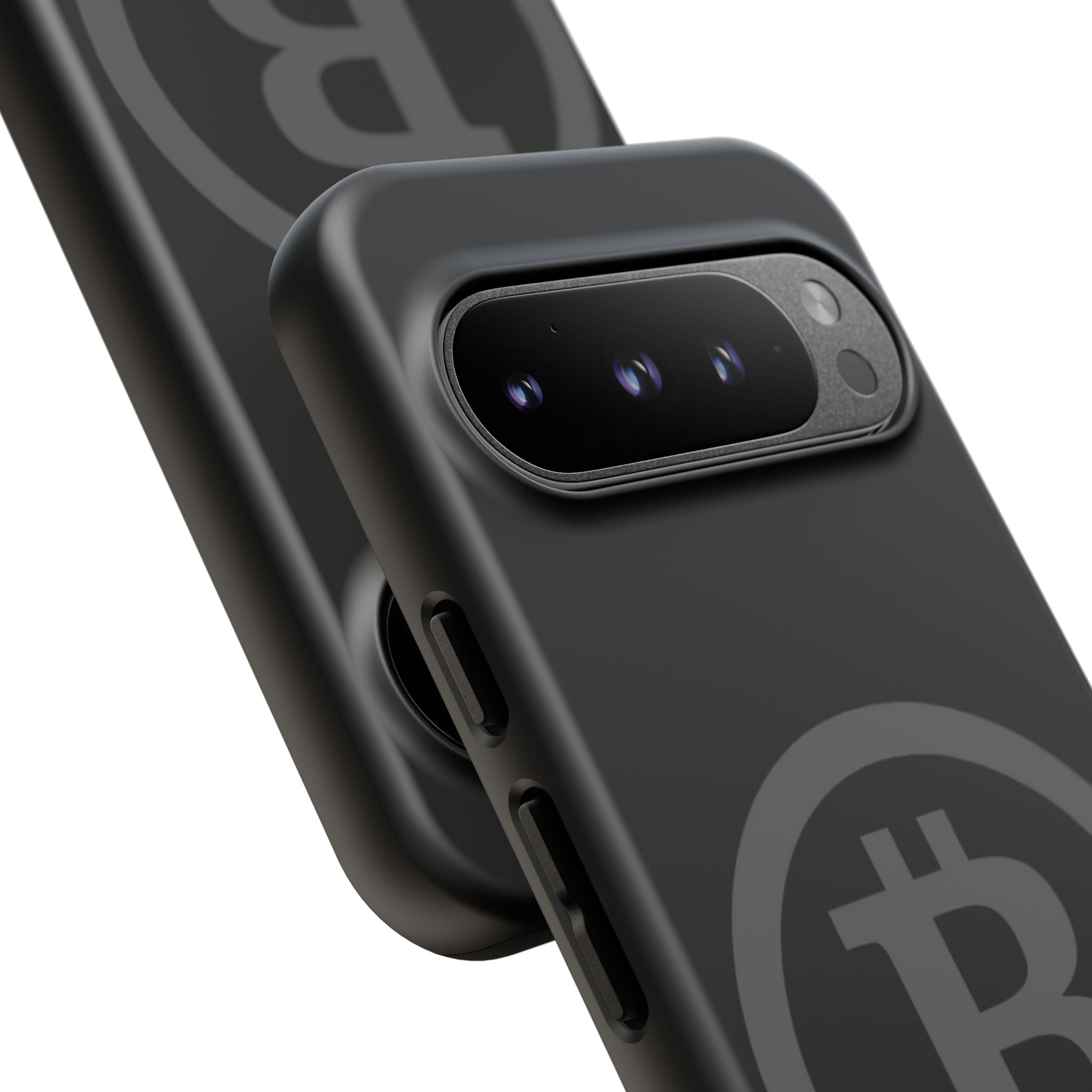 Bitcoin Logo Tough Phone Case — Matte Black Crypto Protective Cover