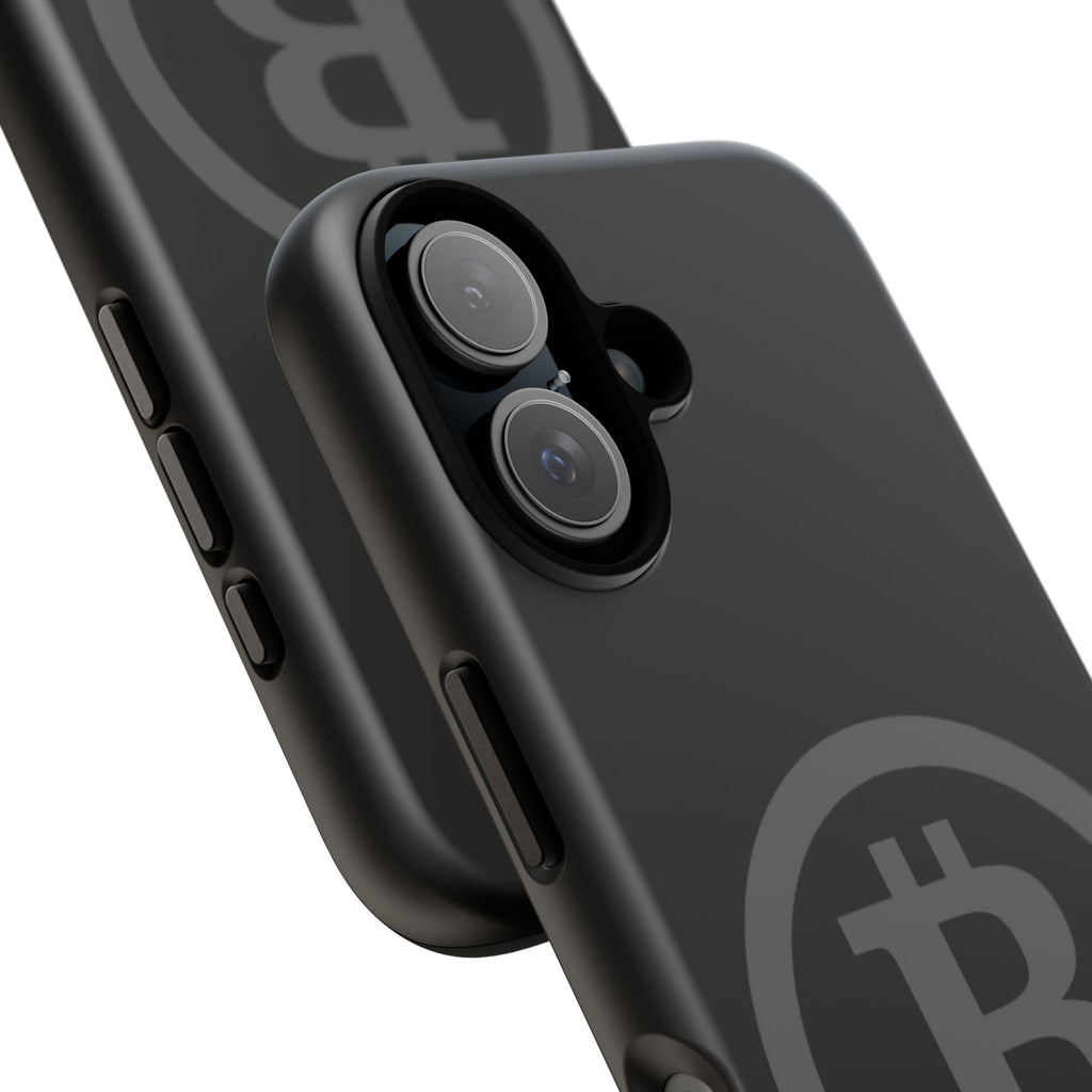 Bitcoin Logo Tough Phone Case — Matte Black Crypto Protective Cover
