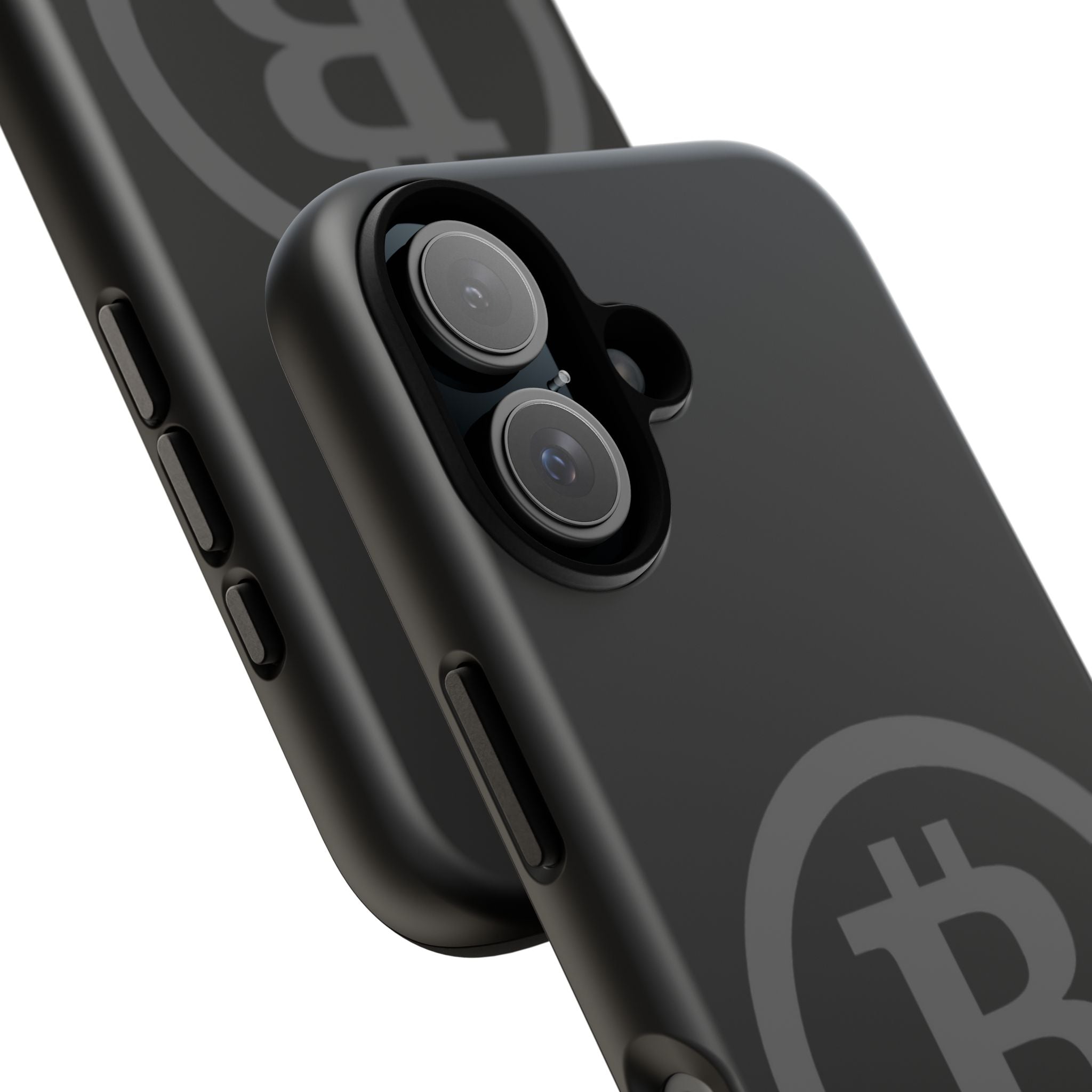 Bitcoin Logo Tough Phone Case — Matte Black Crypto Protective Cover