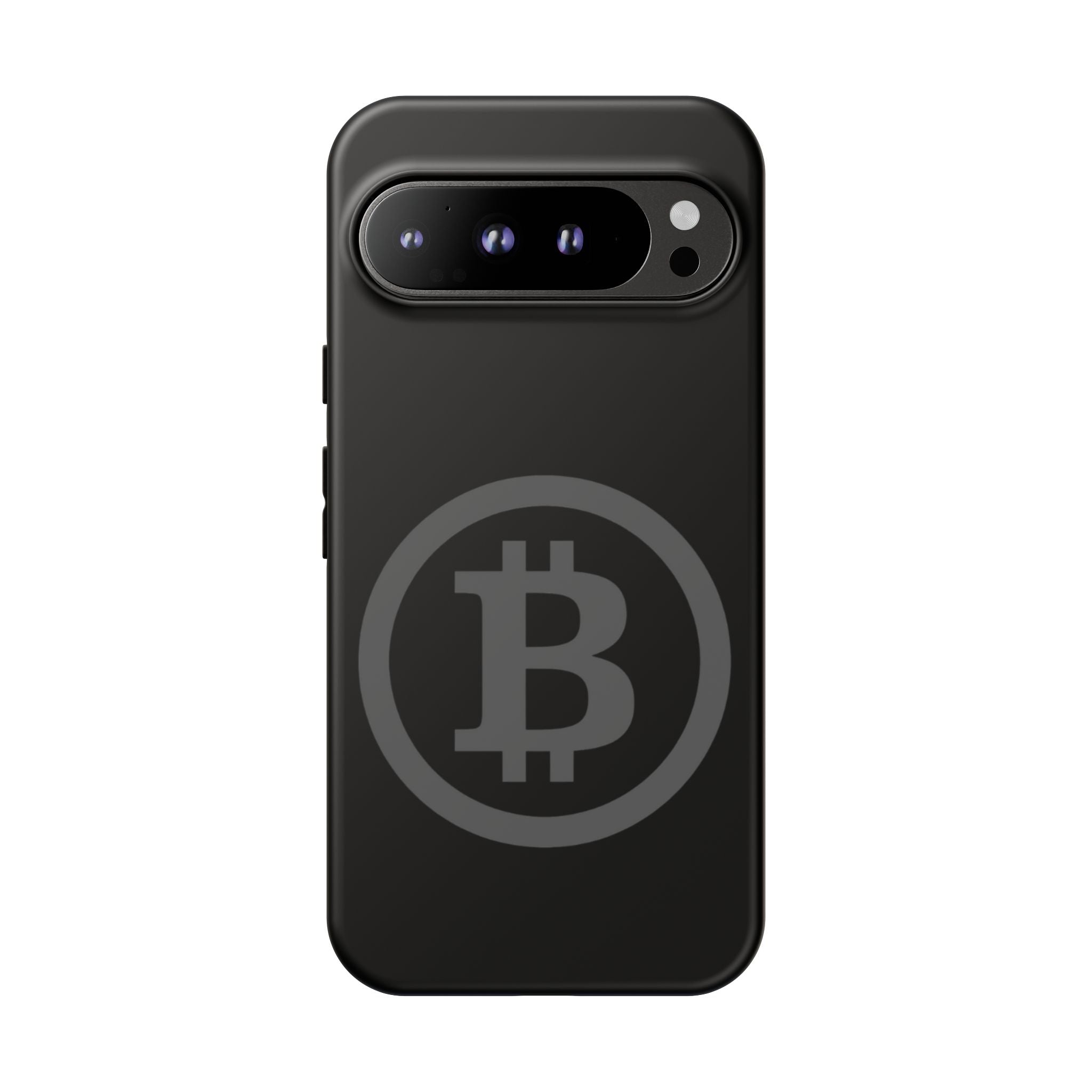 Bitcoin Logo Tough Phone Case — Matte Black Crypto Protective Cover